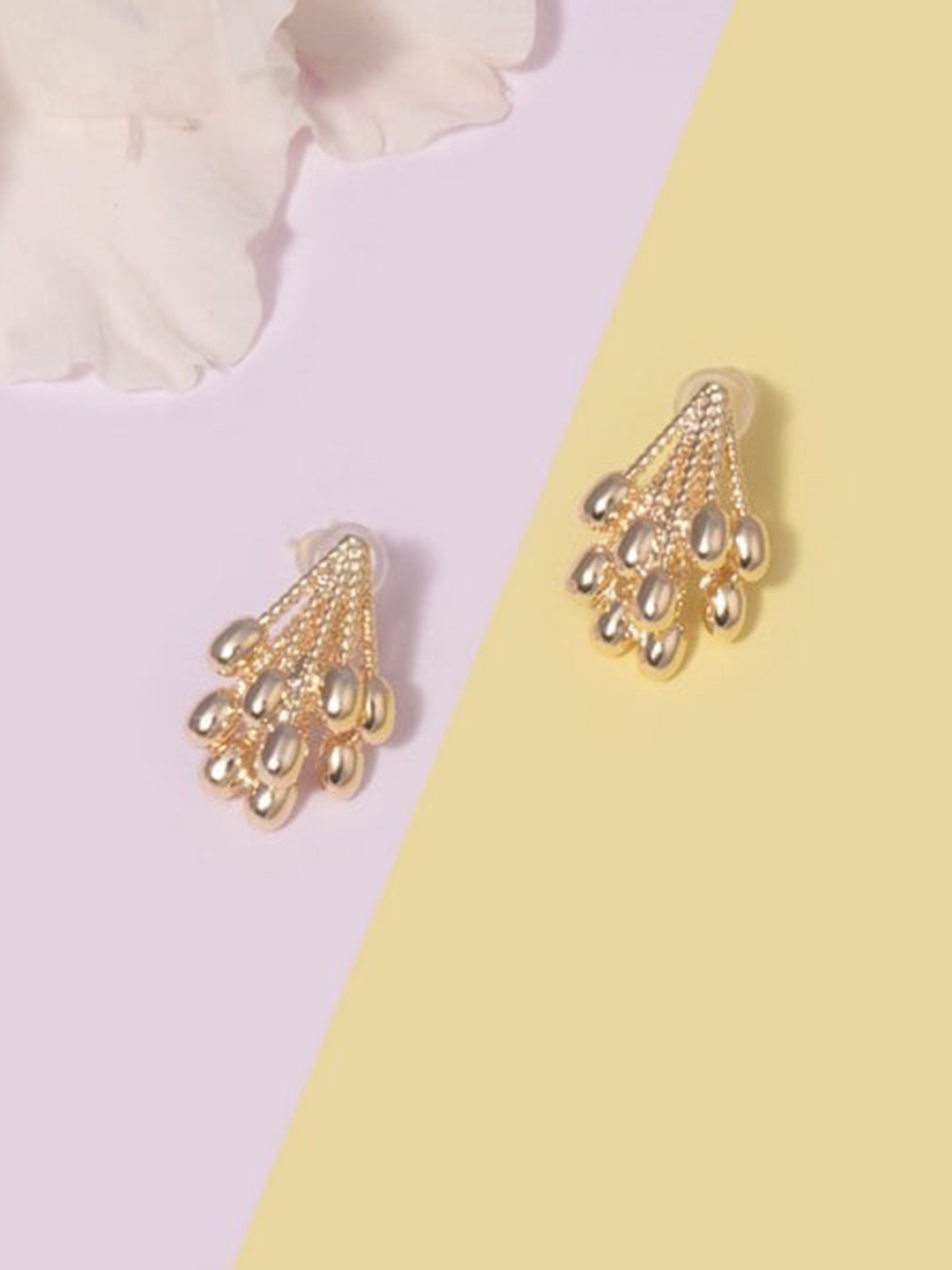 

BELLEZIYA Gold-Toned Contemporary Studs Earrings