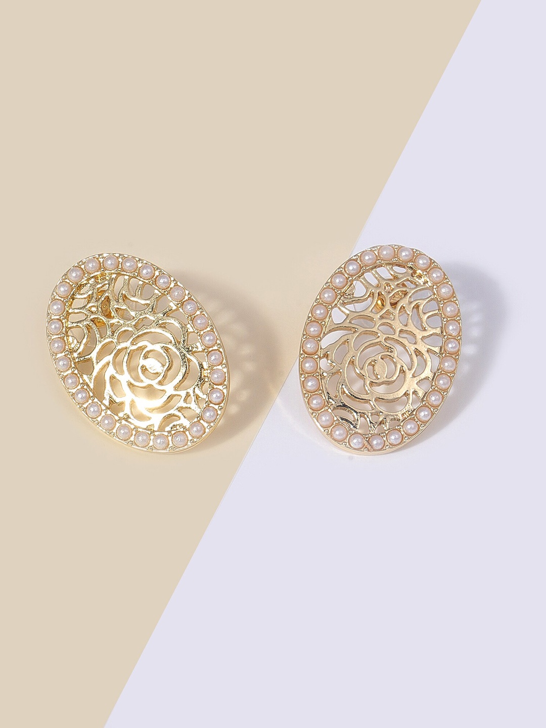 

BELLEZIYA Gold-Toned Contemporary Studs Earrings