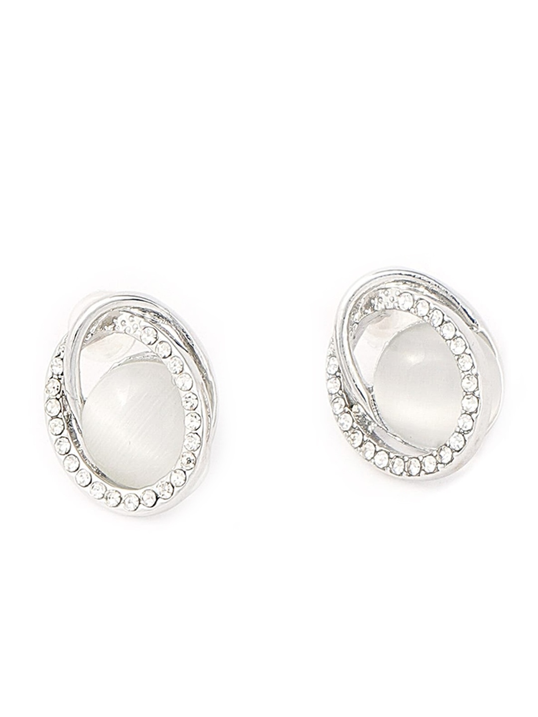 

BELLEZIYA Silver-Toned Contemporary Studs Earrings