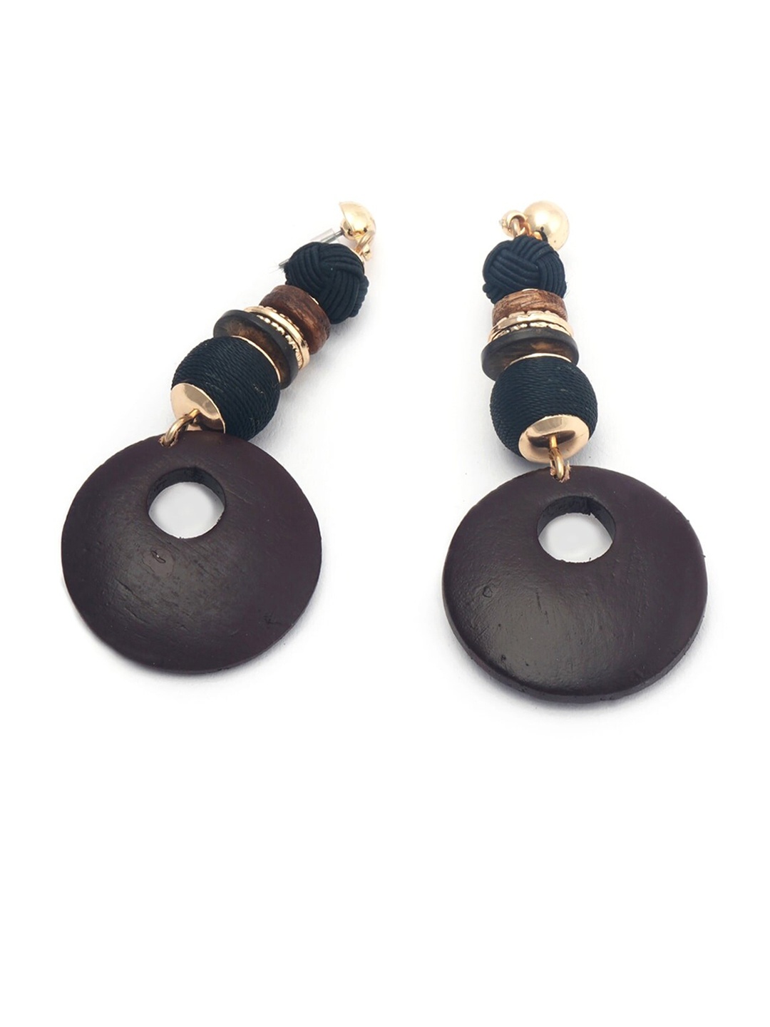 

BELLEZIYA Gold Plated & Purple Contemporary Drop Earrings