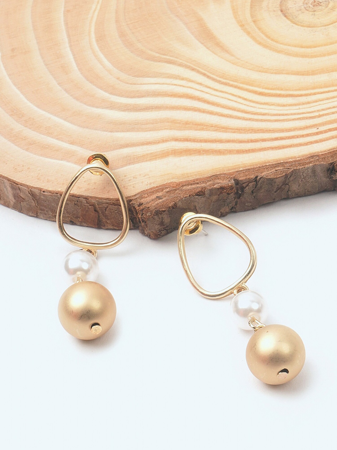 

BELLEZIYA Gold-Toned Contemporary Drop Earrings