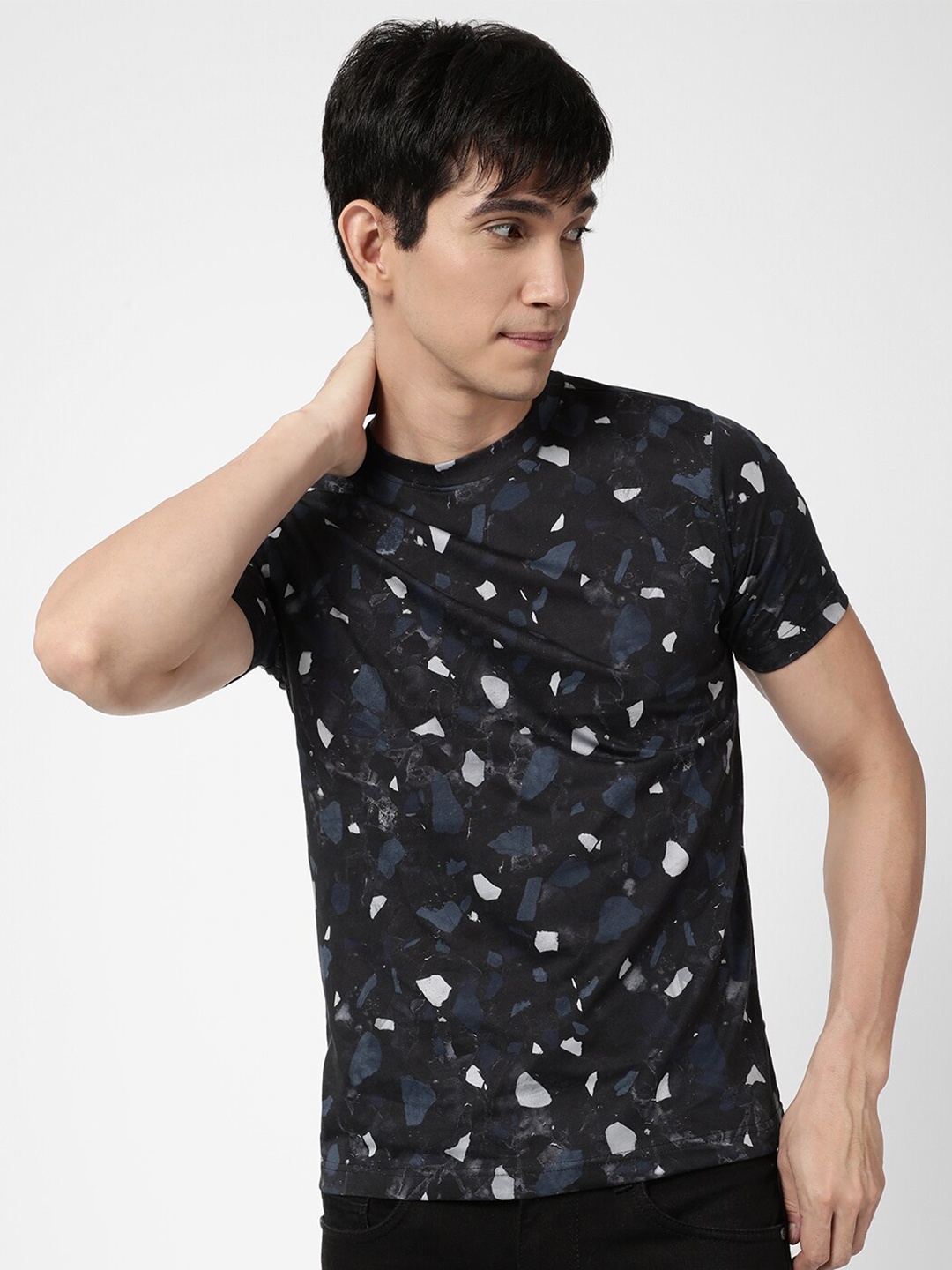 

VASTRADO Men Multicoloured Printed Mandarin Collar T-shirt, Multi
