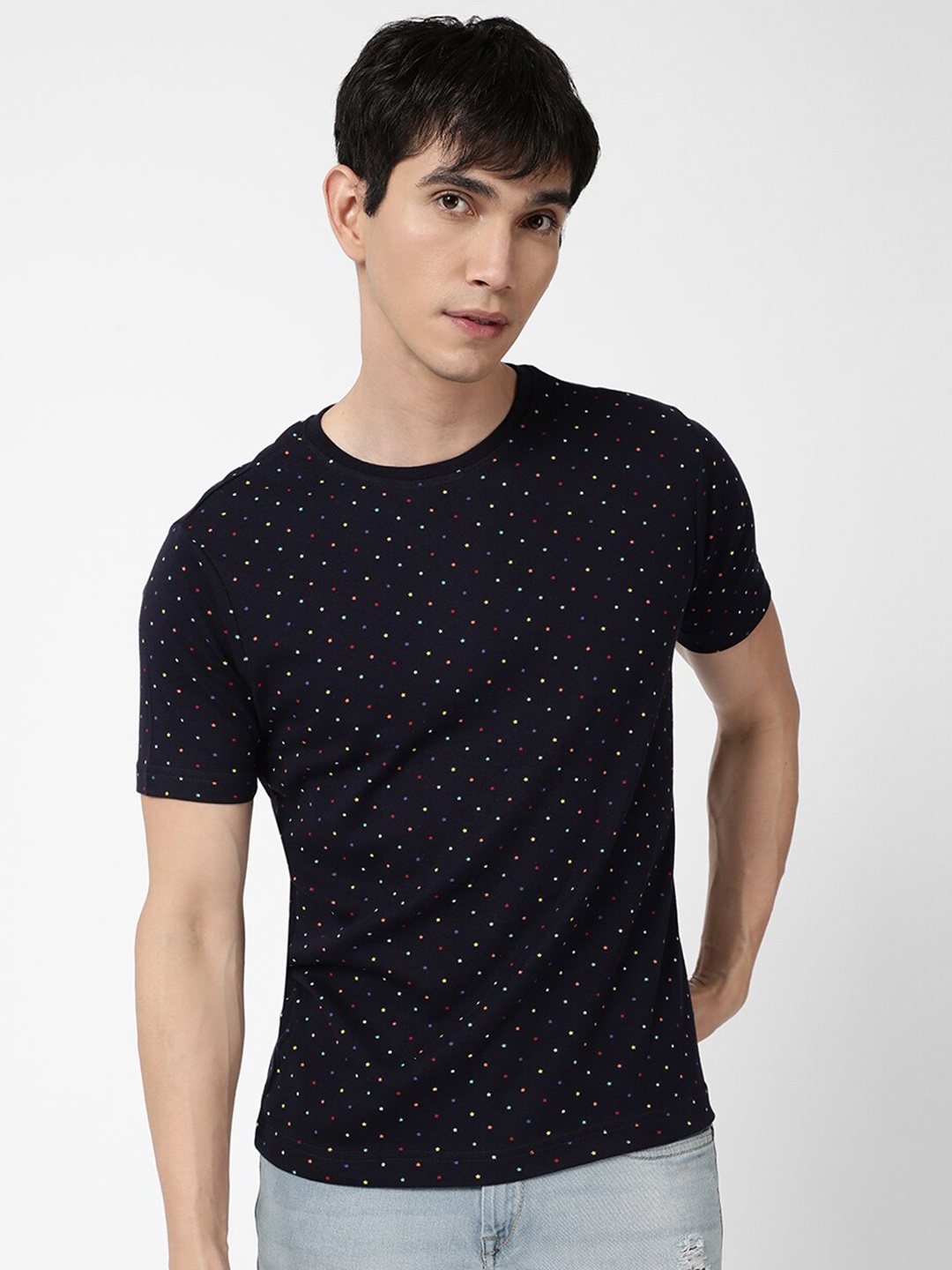 

VASTRADO Men Navy Blue Printed T-shirt