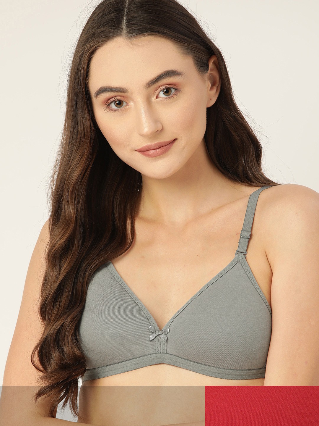 

DressBerry Pack of 2 Solid Lightly Padded Bra, Grey