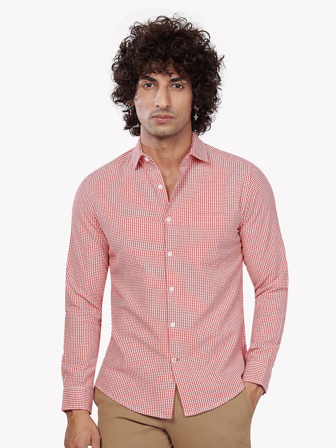 

VASTRADO Men Red Checked Casual Shirt