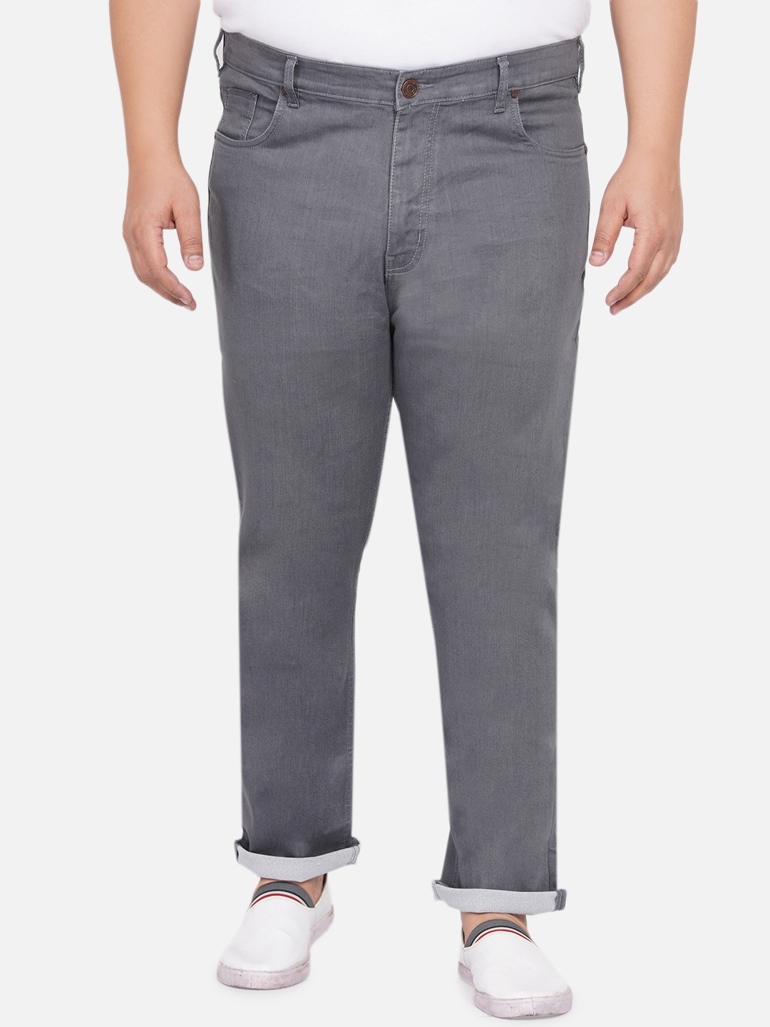 

John Pride Men Plus Size Grey Smart Fit Stretchable Jeans
