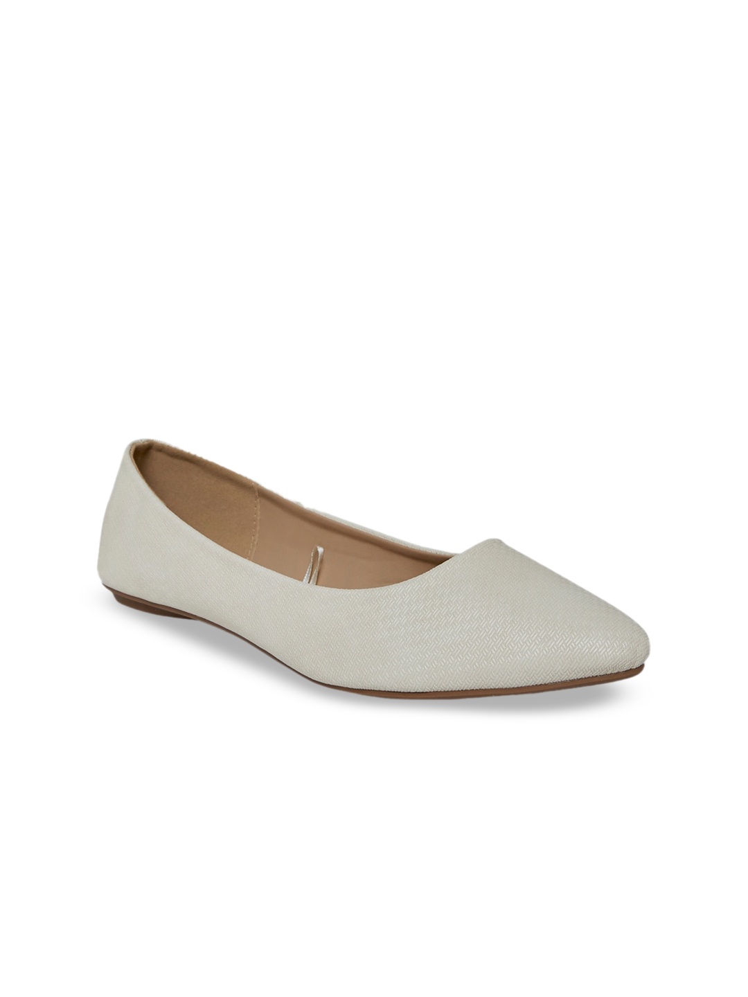 

Forever Glam by Pantaloons Women Off White Textured Ballerinas Flats