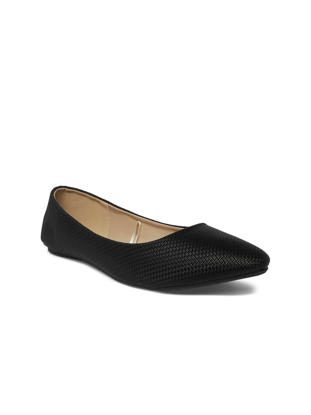 

Forever Glam by Pantaloons Women Black Textured Ballerinas Flats