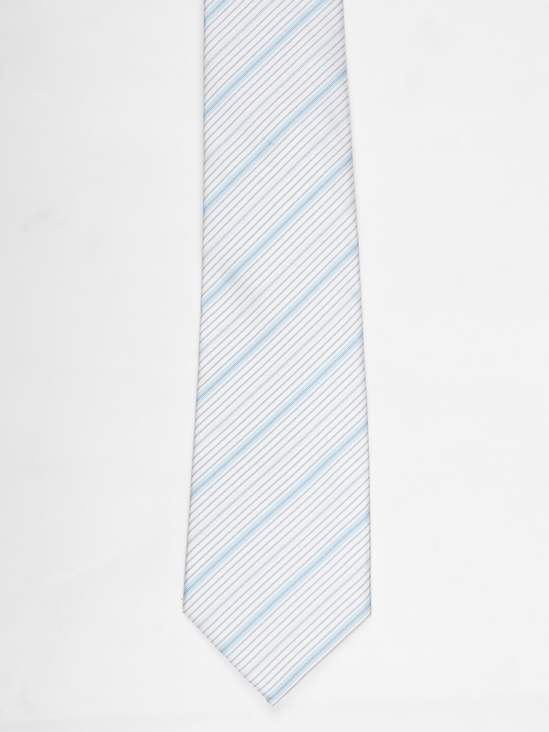 

American Crew Men Grey & White Striped Necktie
