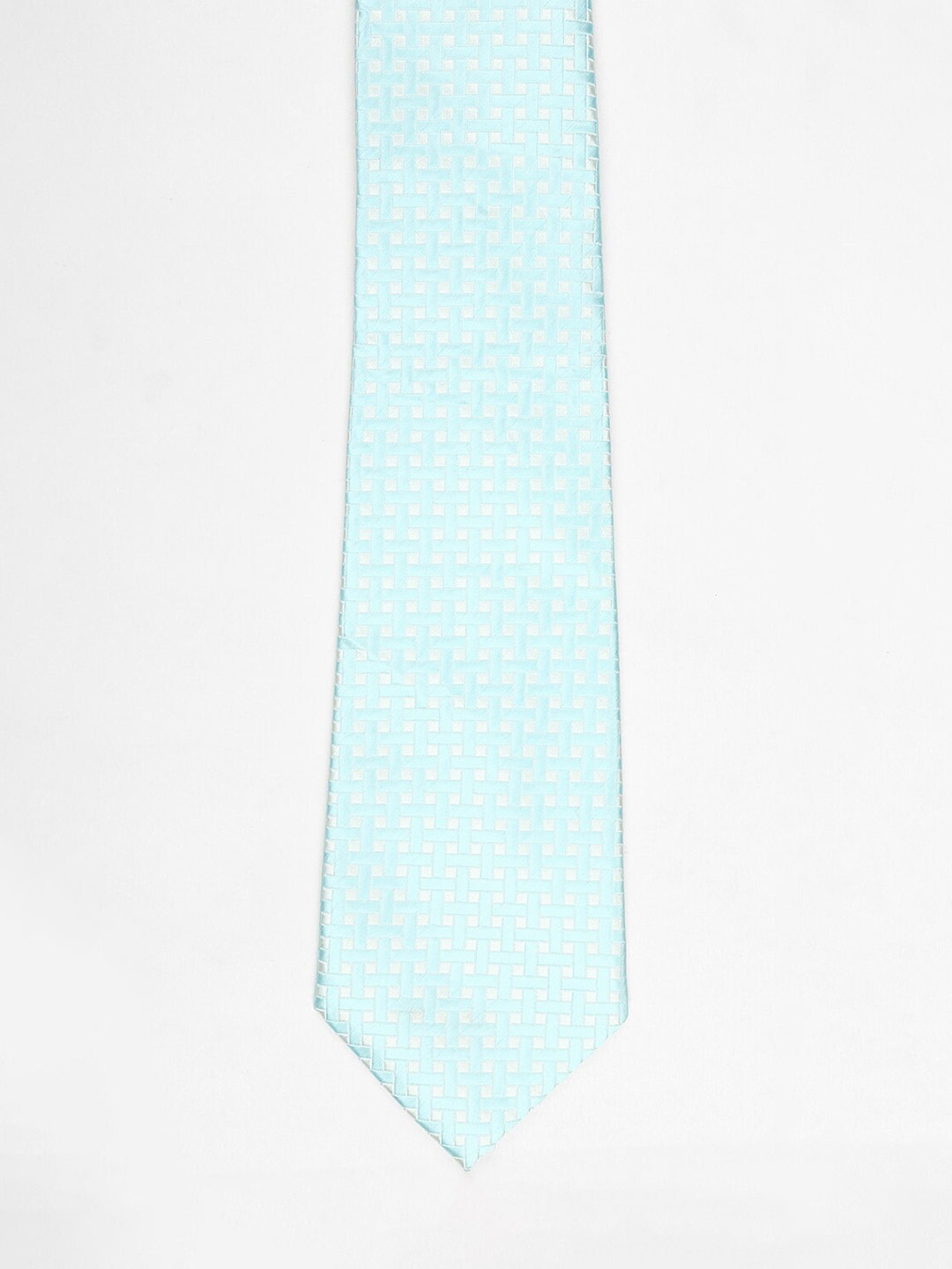 

American Crew Men Blue & White Checked Broad Tie