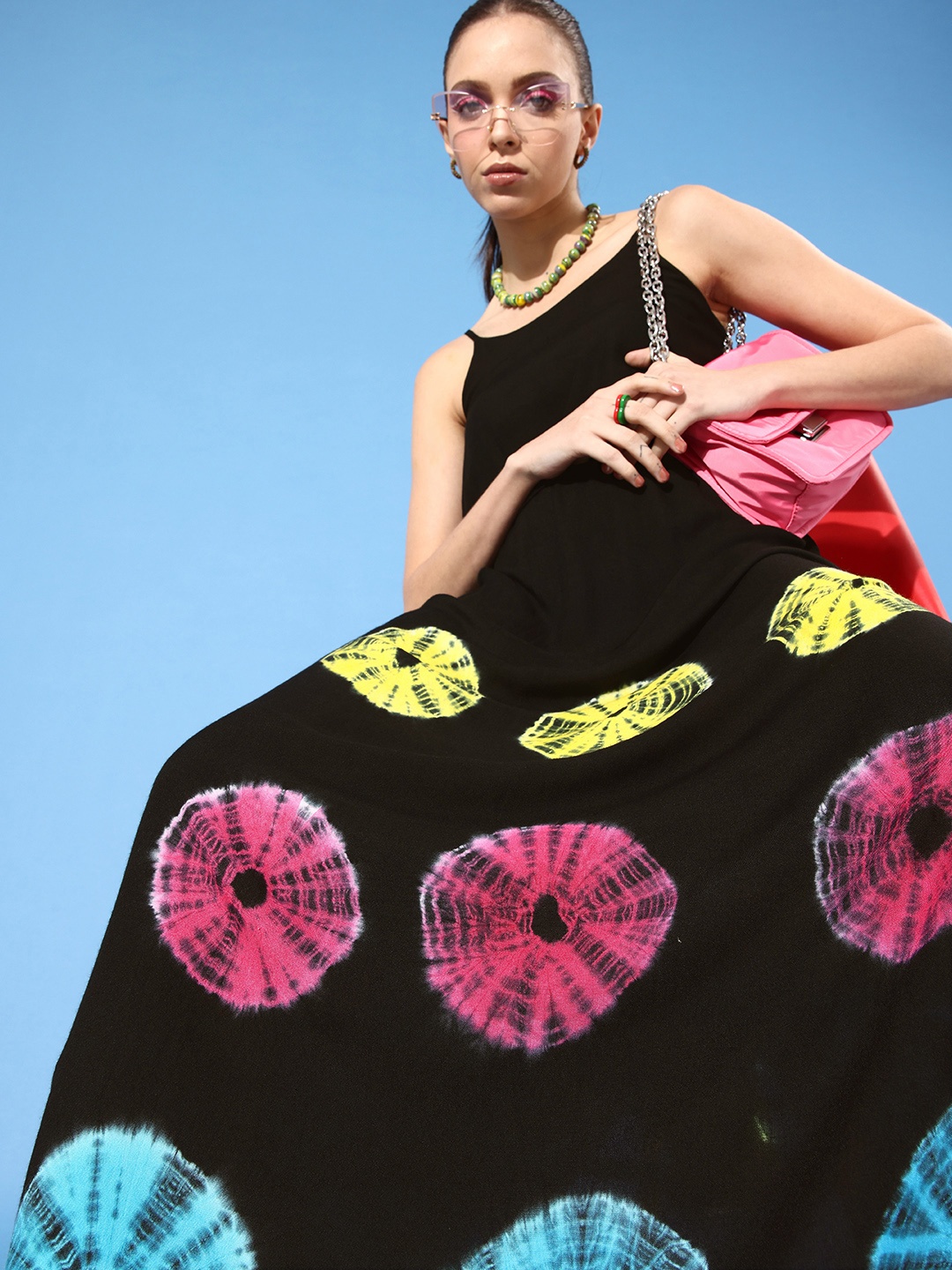 

KASSUALLY Women Classy Black Tie & Dye Dress
