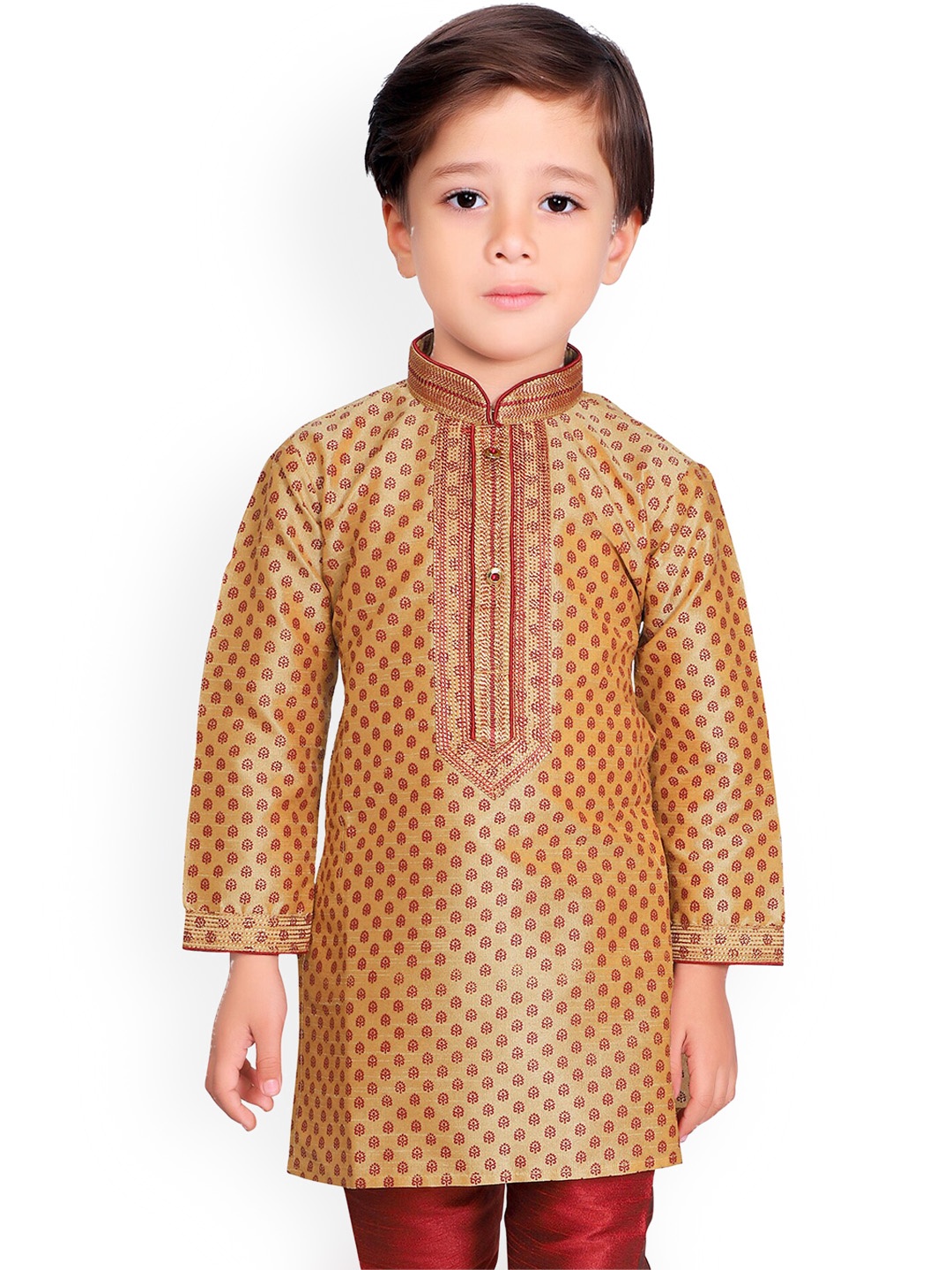 

KIDS FARM Boys Brown Ethnic Motifs Printed Kurta with Pyjama