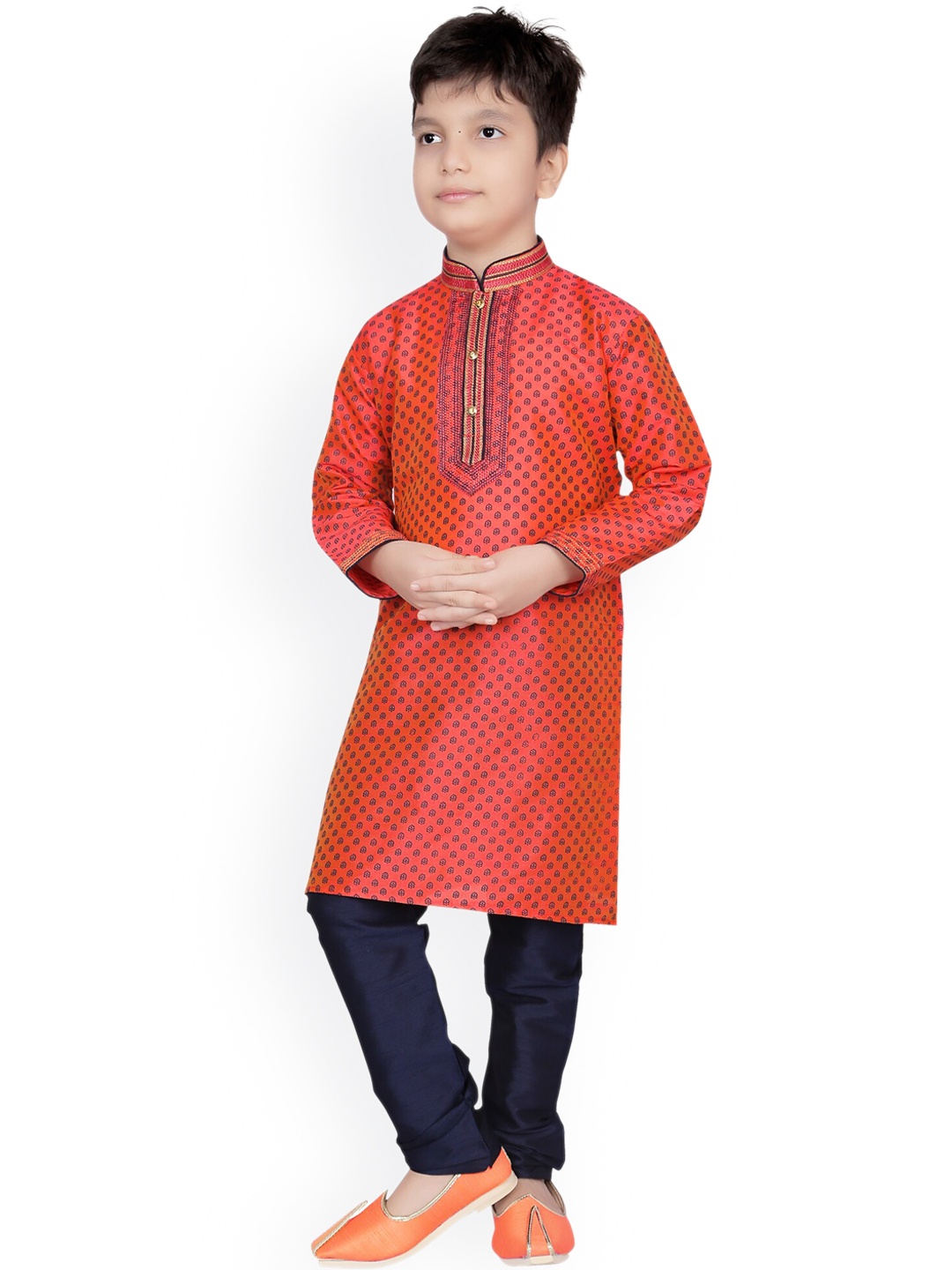 

KIDS FARM Boys Orange Kurta with Pyjamas