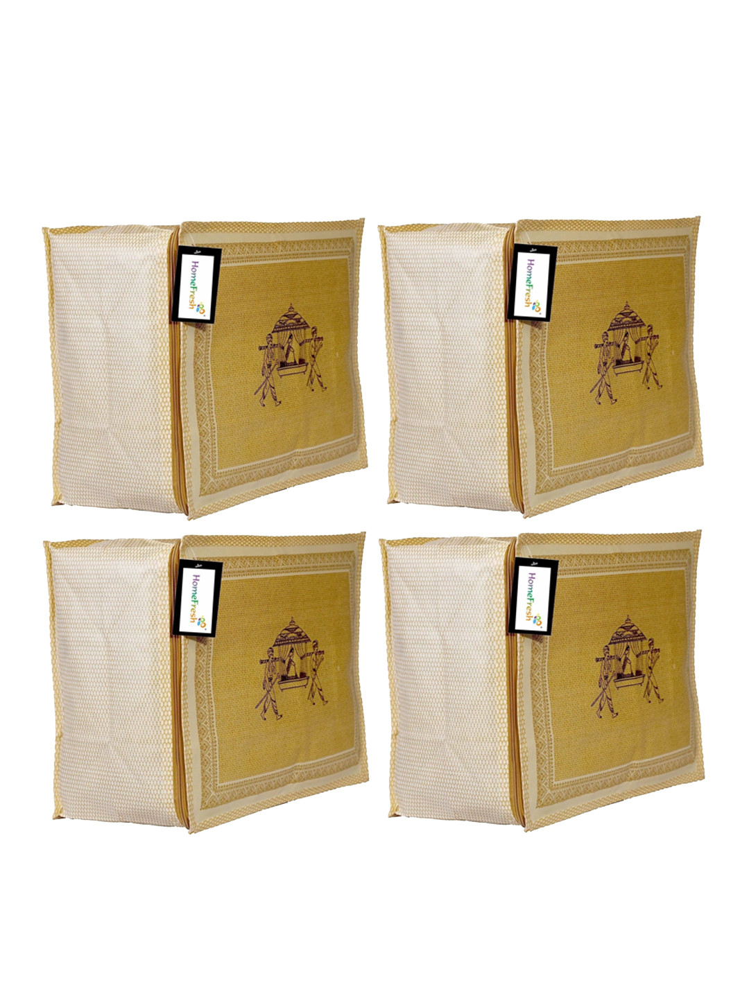 

Home Fresh Set Of 4 Printed Saree Covers, Gold