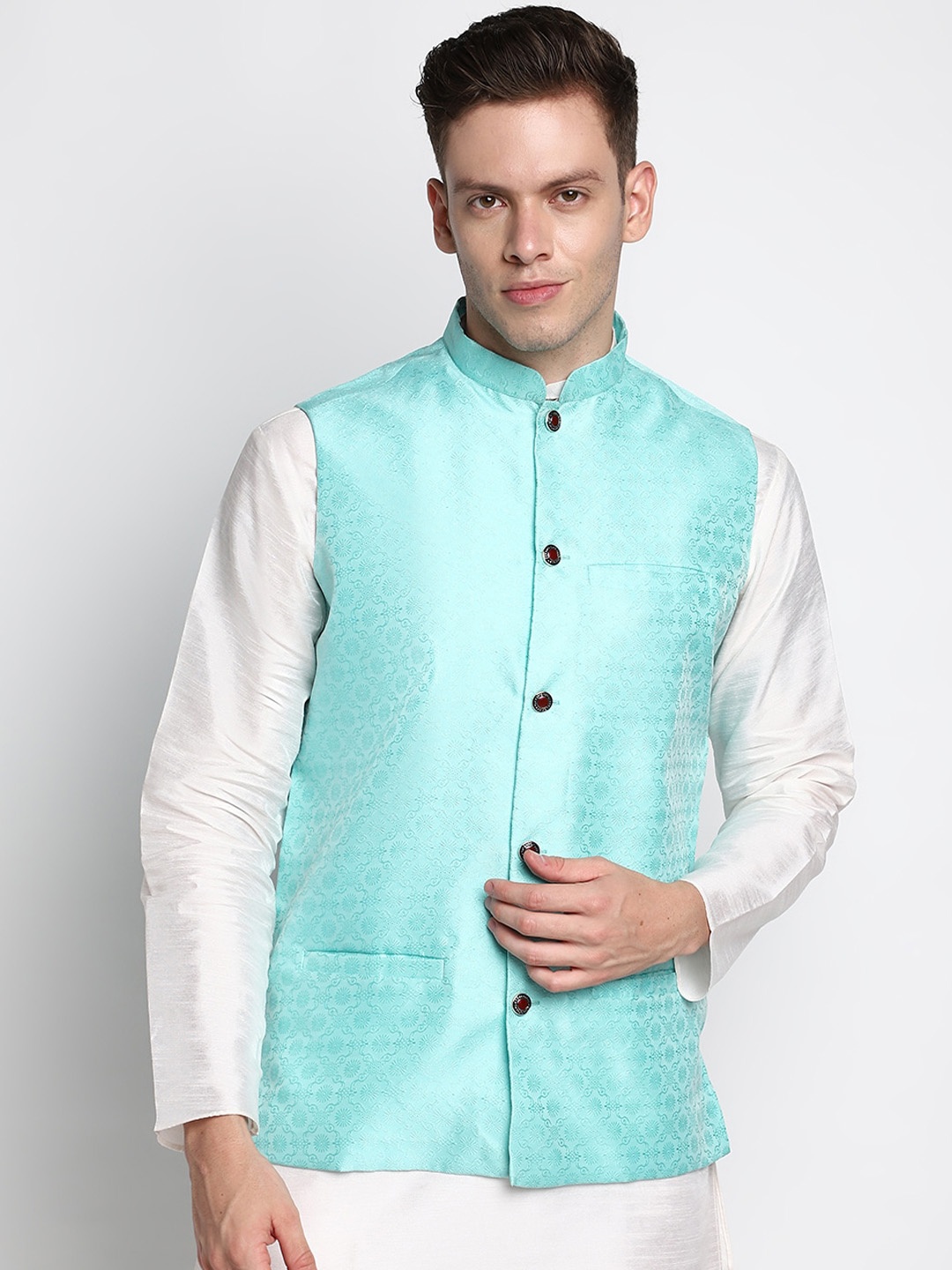 

DEVOILER Men Blue Kurta with Pyjamas