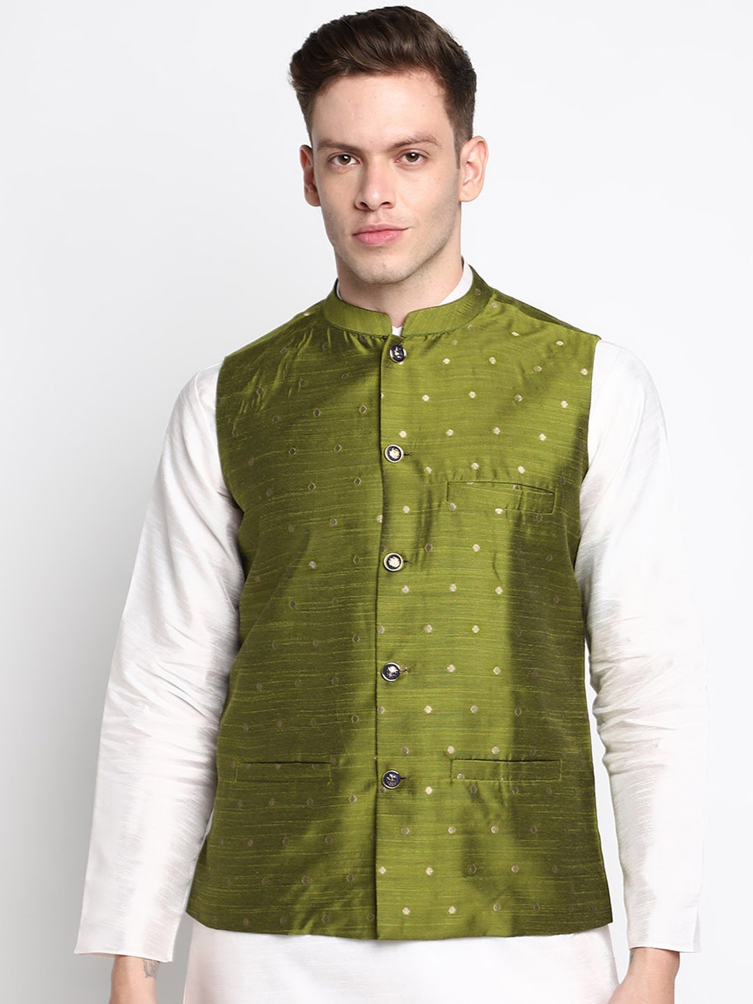 

DEVOILER Men Green Kurta with Pyjamas