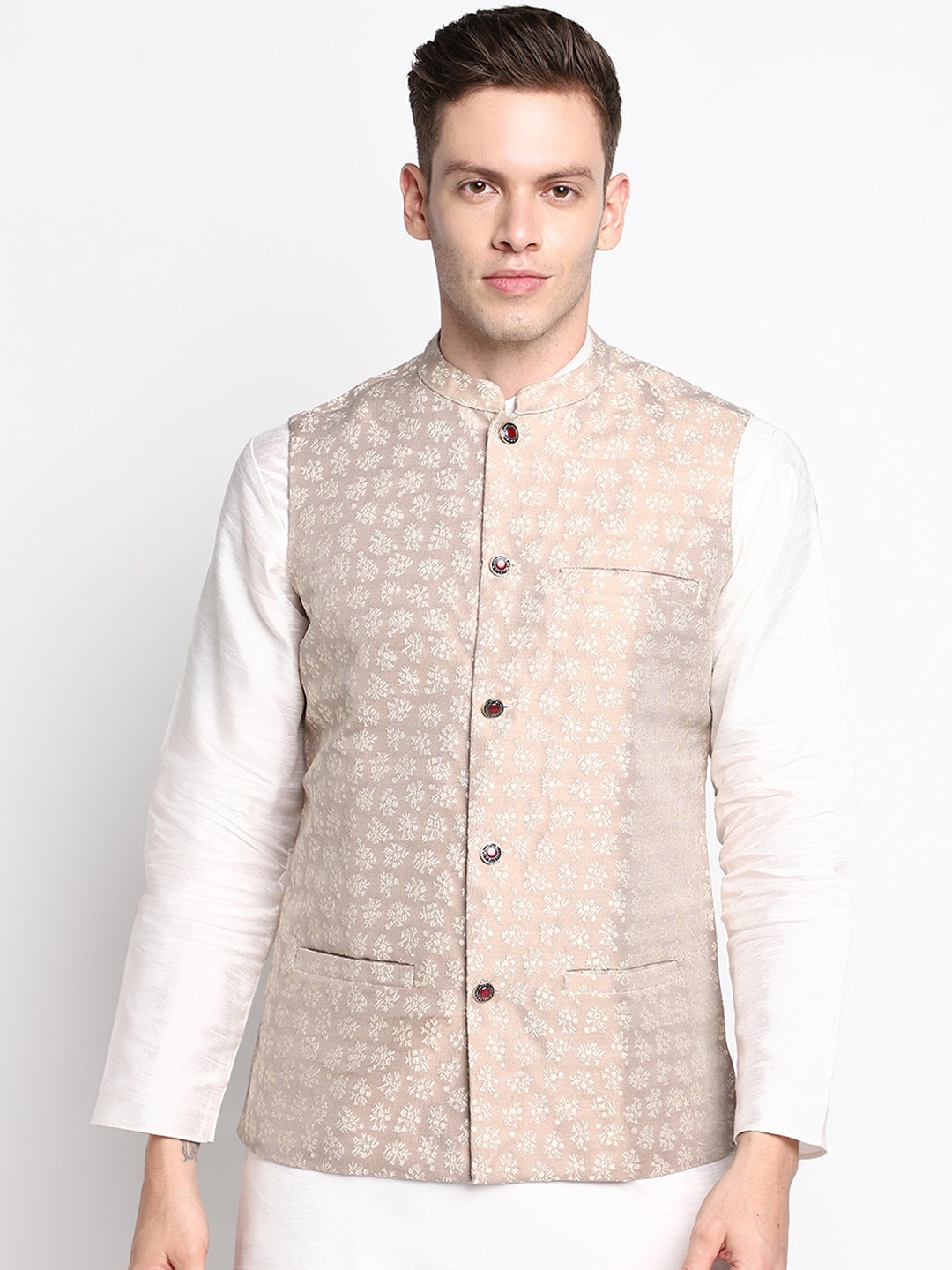 

DEVOILER Men Beige Kurta with Palazzos