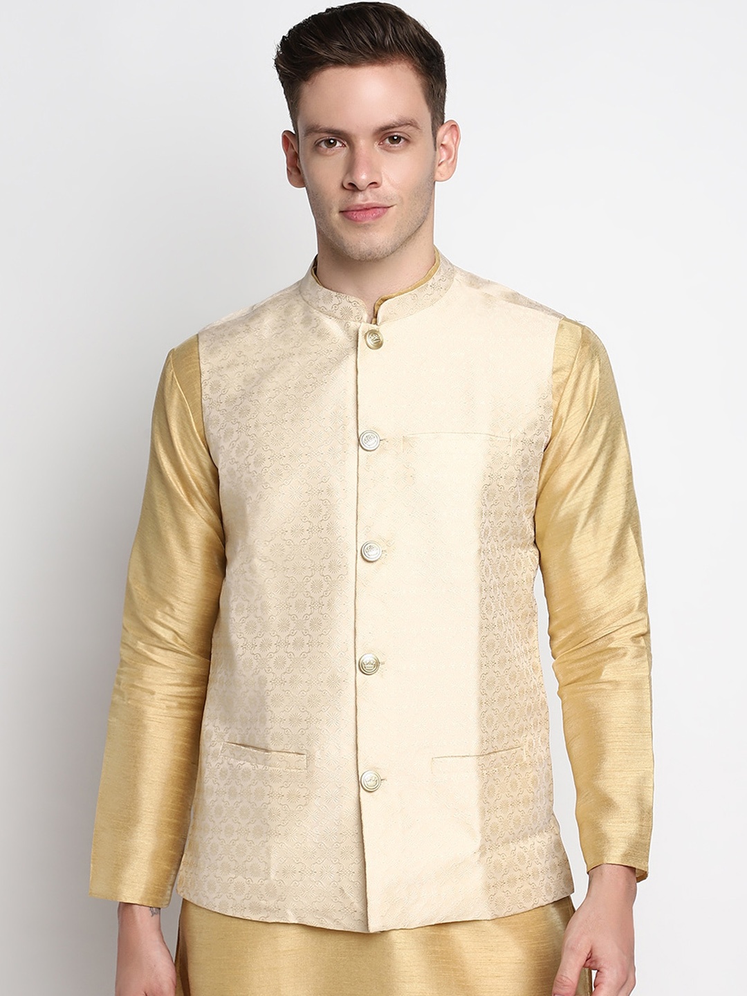 

DEVOILER Men Gold-Toned Kurta with Pyjamas