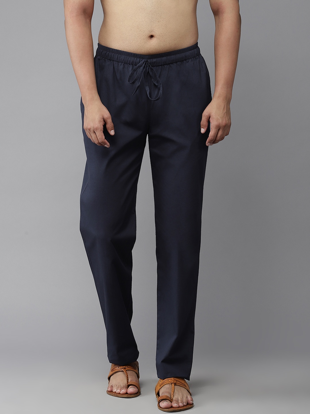 

See Designs Men Navy Blue Solid Cotton Pyjamas
