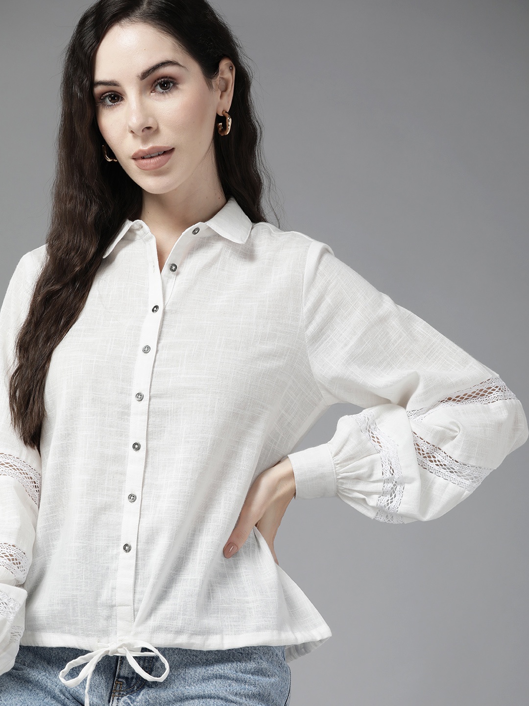 

Roadster Women White Casual Shirt