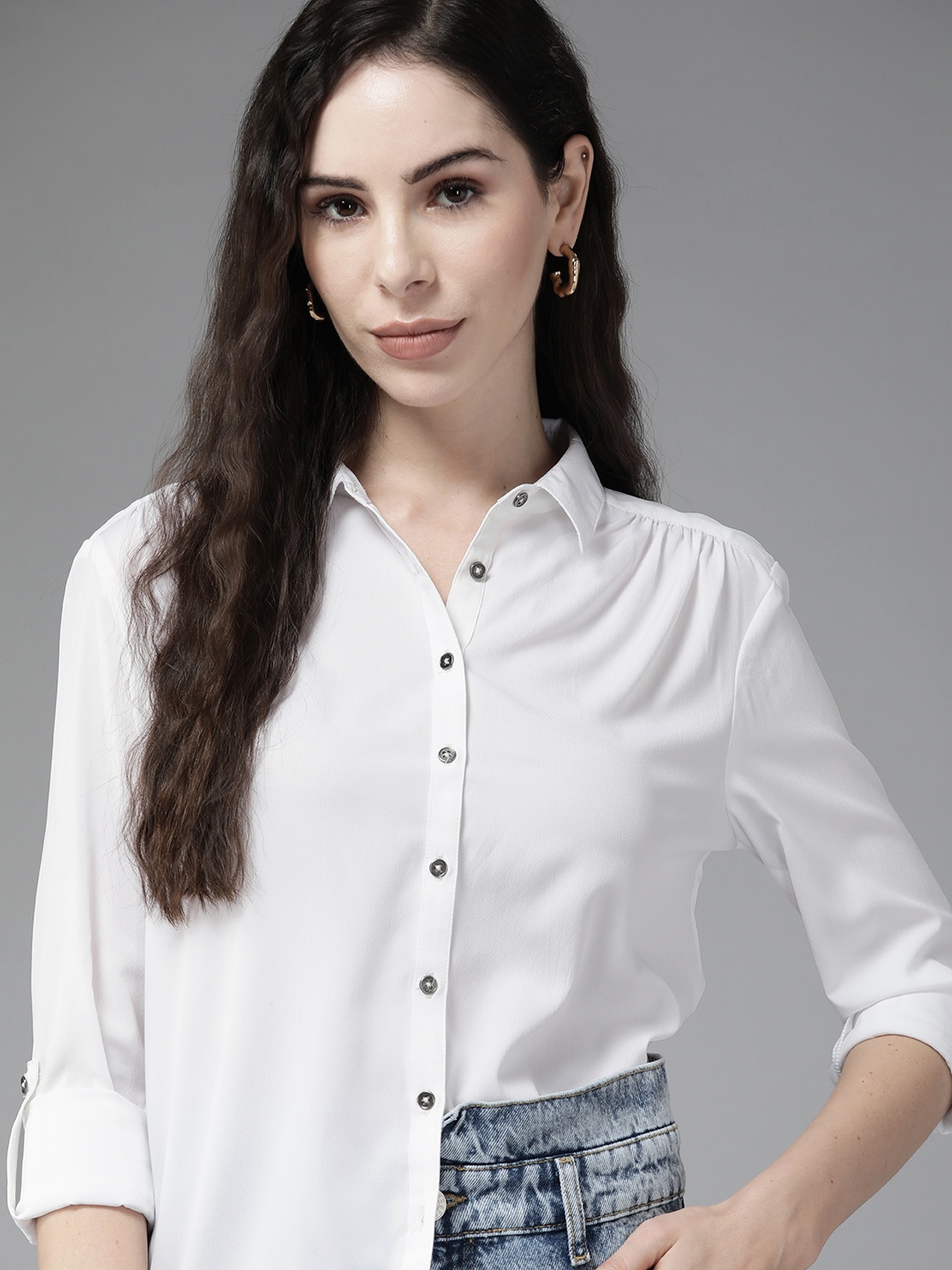 

Roadster Women White Casual Shirt