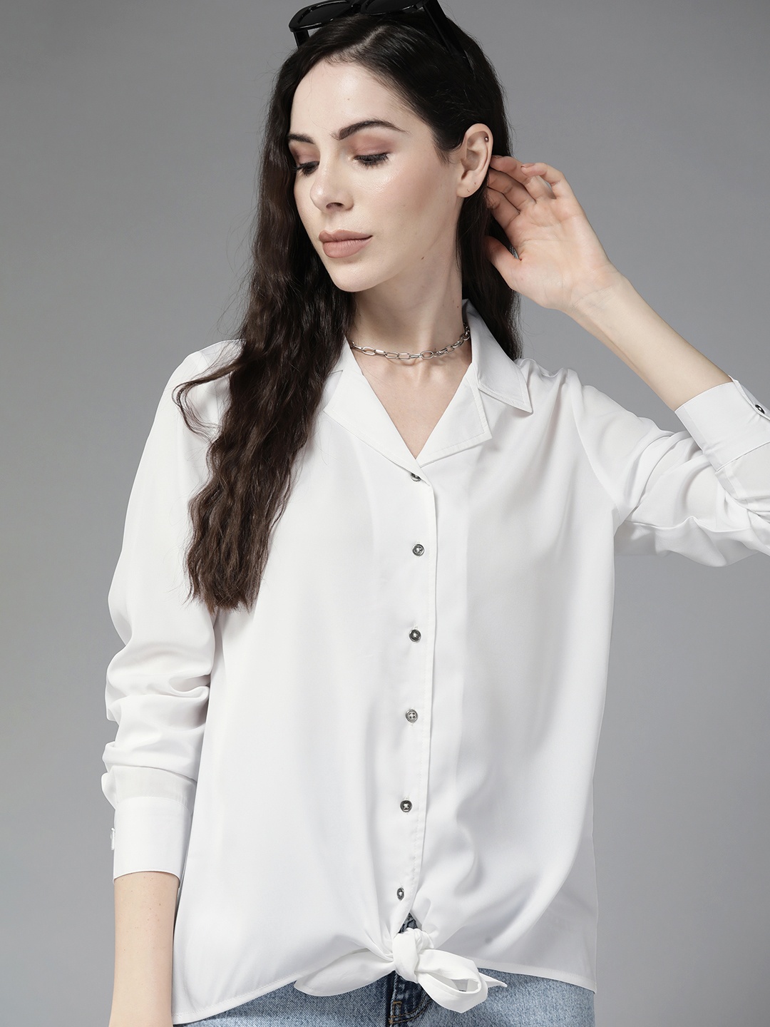 

Roadster Women White Casual Shirt