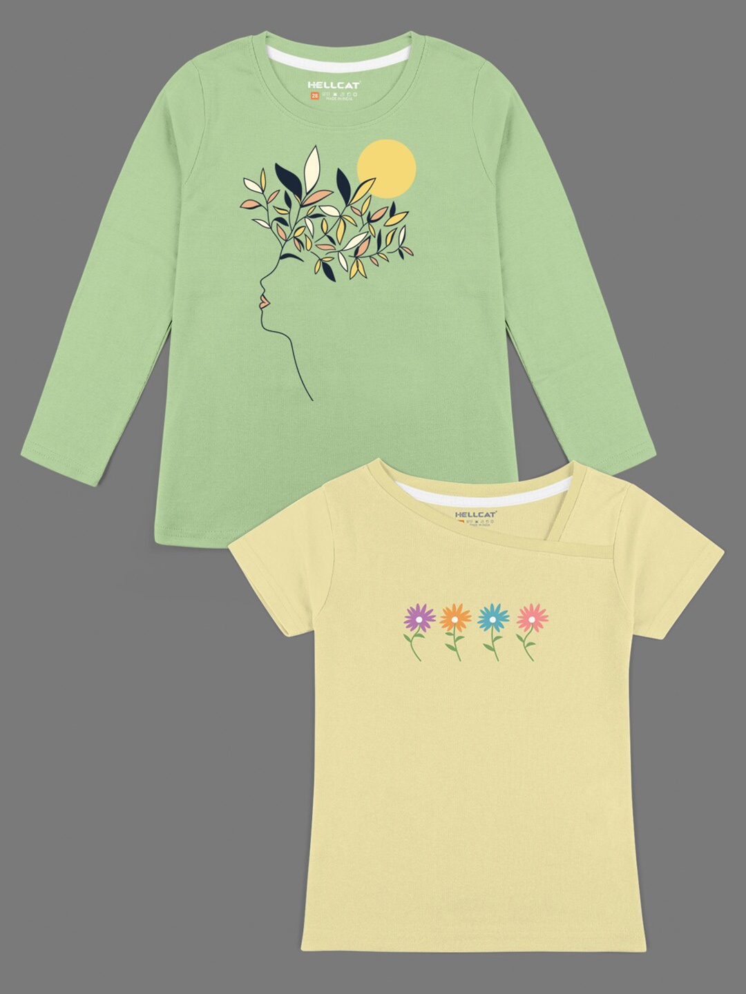 

HELLCAT Girls Yellow Typography 2 Printed Bio Finish Applique T-shirt