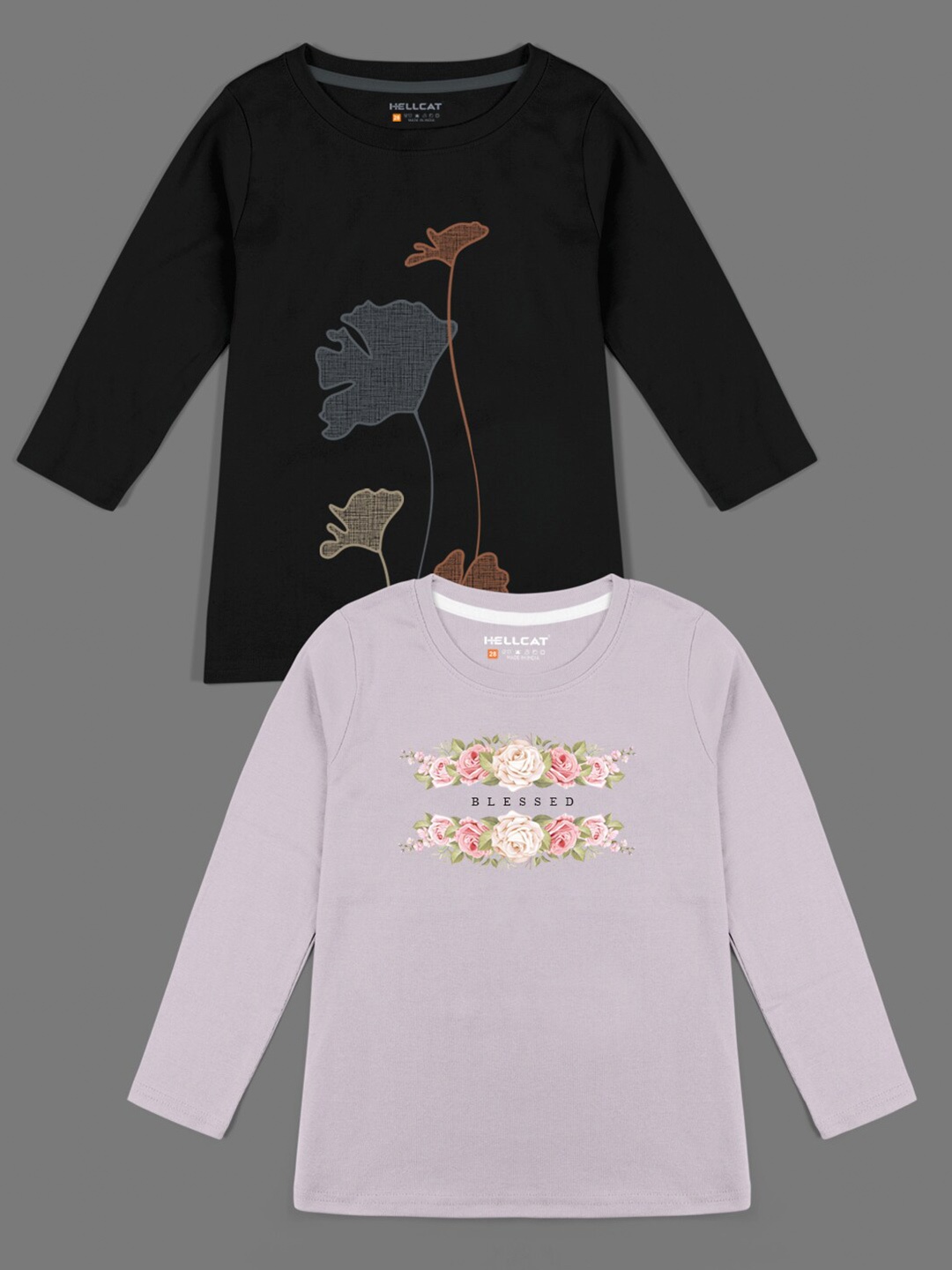 

HELLCAT Girls Lavender Pack Of 2 Printed T-shirt