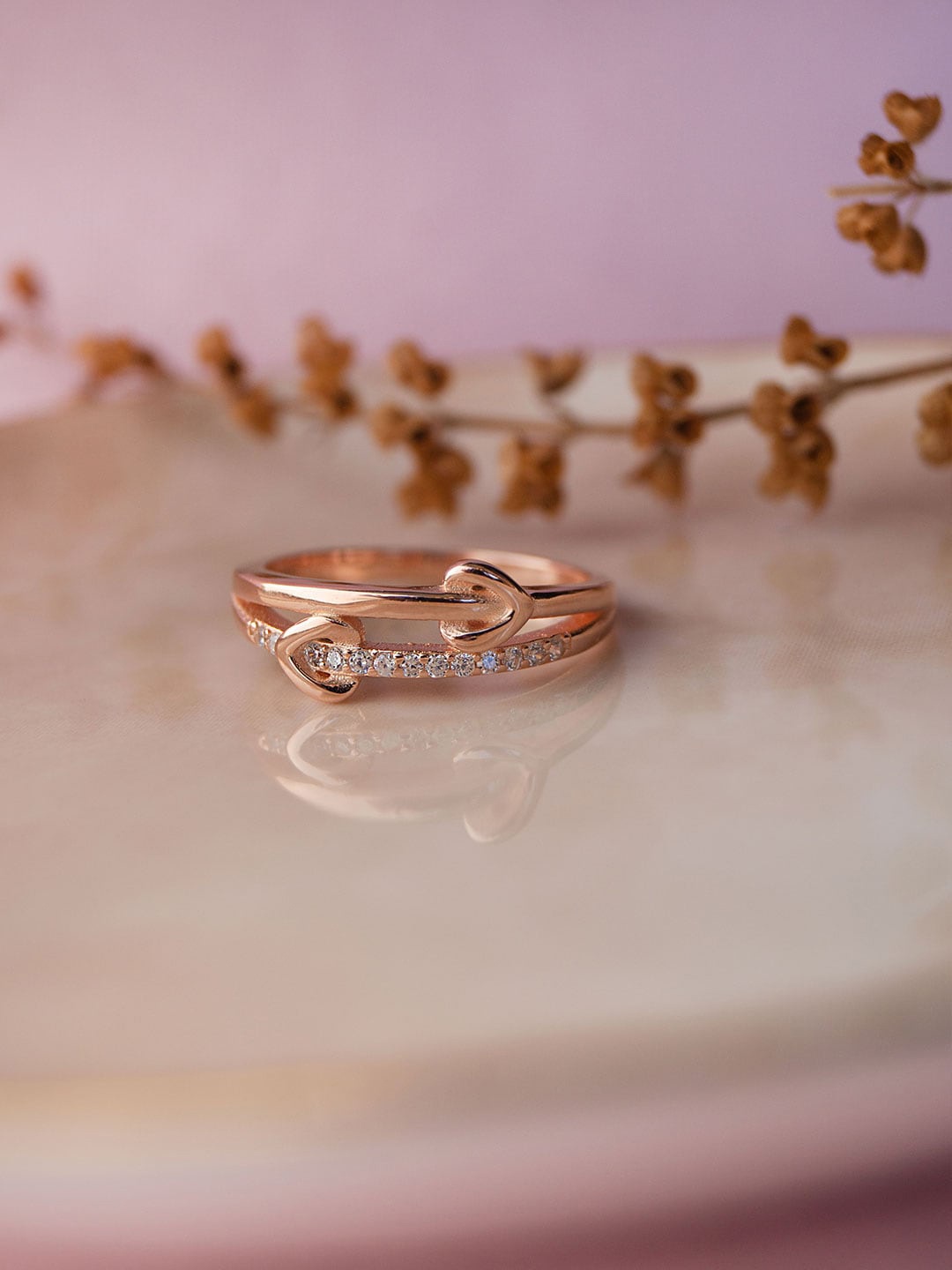 

MANNASH Women Rose Gold-Plated 925 Sterling Silver Ring