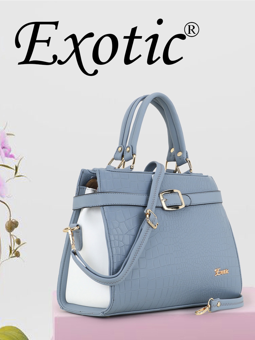 

Exotic Women Blue PU Structured Handheld Bag