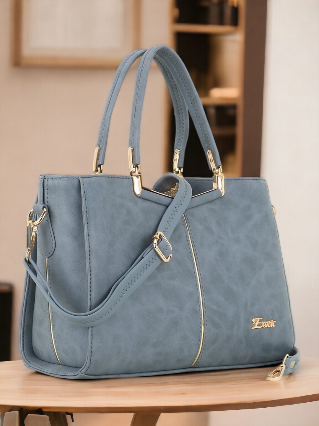 

Exotic Grey PU Oversized Structured Shoulder Bag
