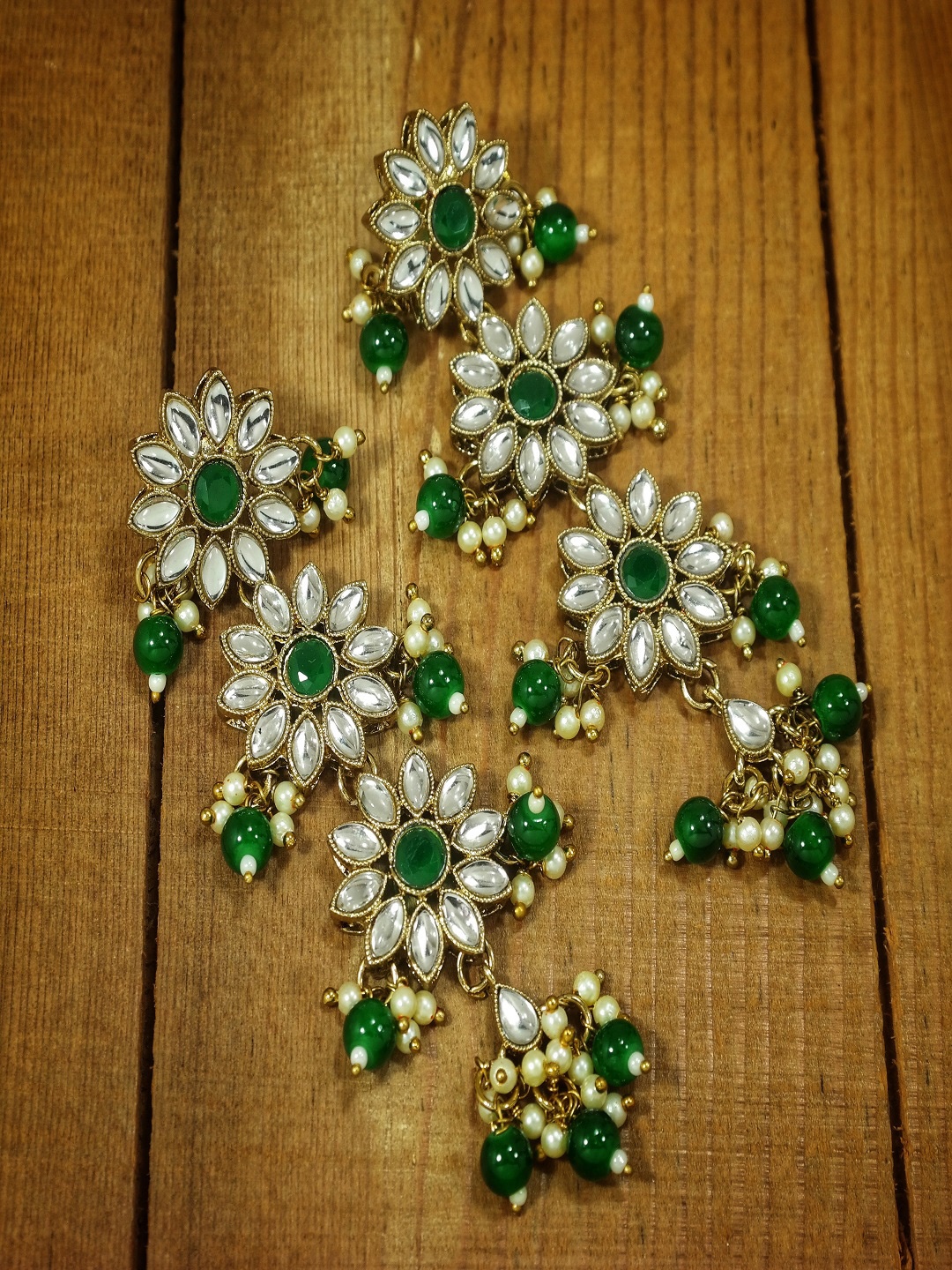 

I Jewels Green & Gold-Toned Classic Drop Earrings
