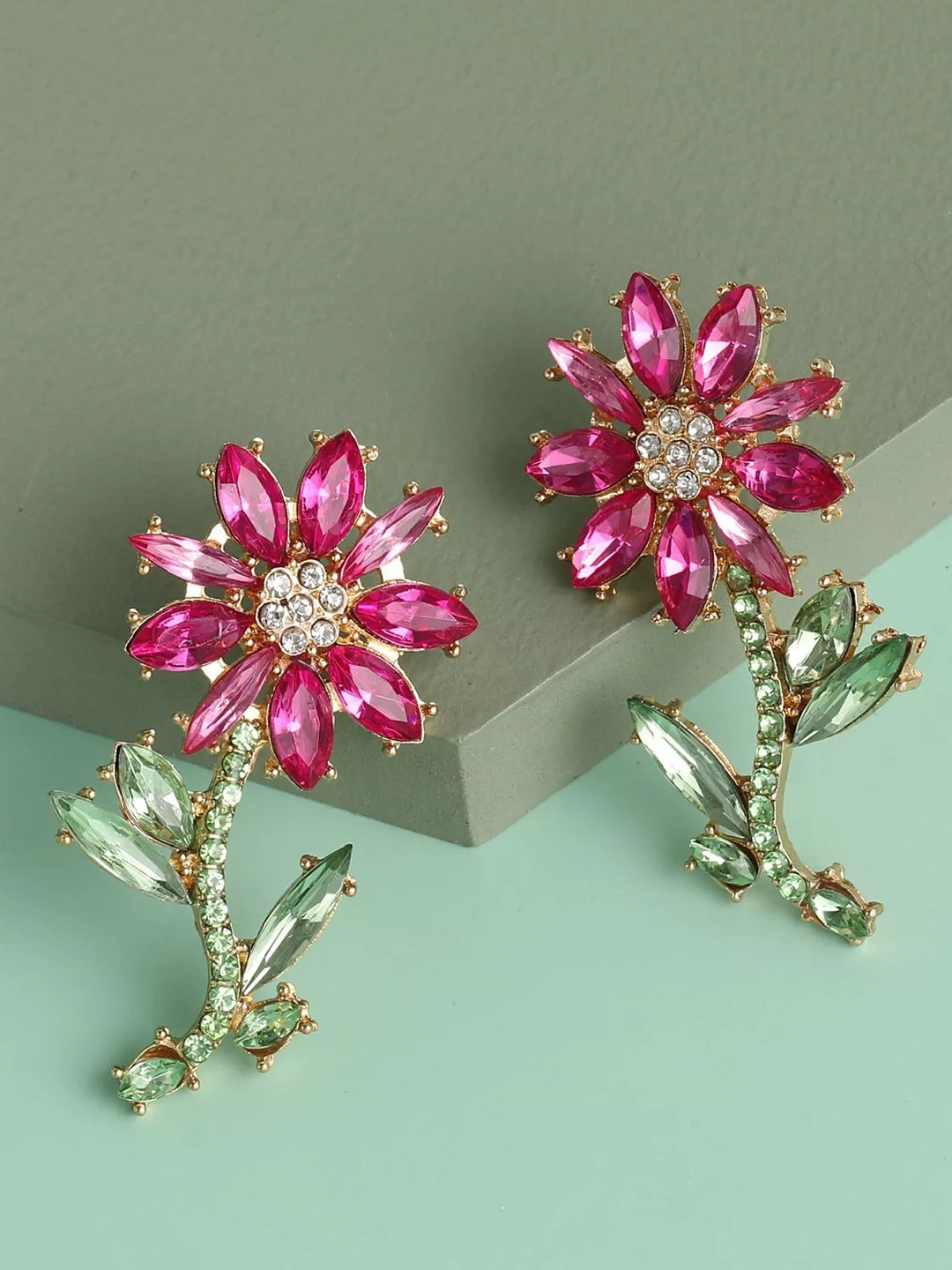 

AVANT-GARDE PARIS Pink Floral Drop Earrings