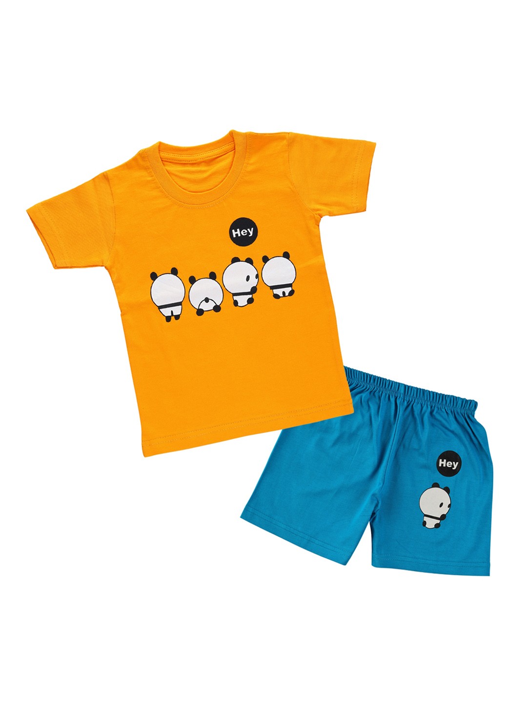 

CATCUB Unisex Kids Yellow & Blue Printed T-shirt with Shorts