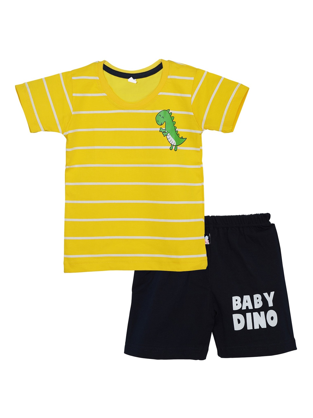 

CATCUB Unisex Kids Yellow & Black Printed T-shirt With Shorts