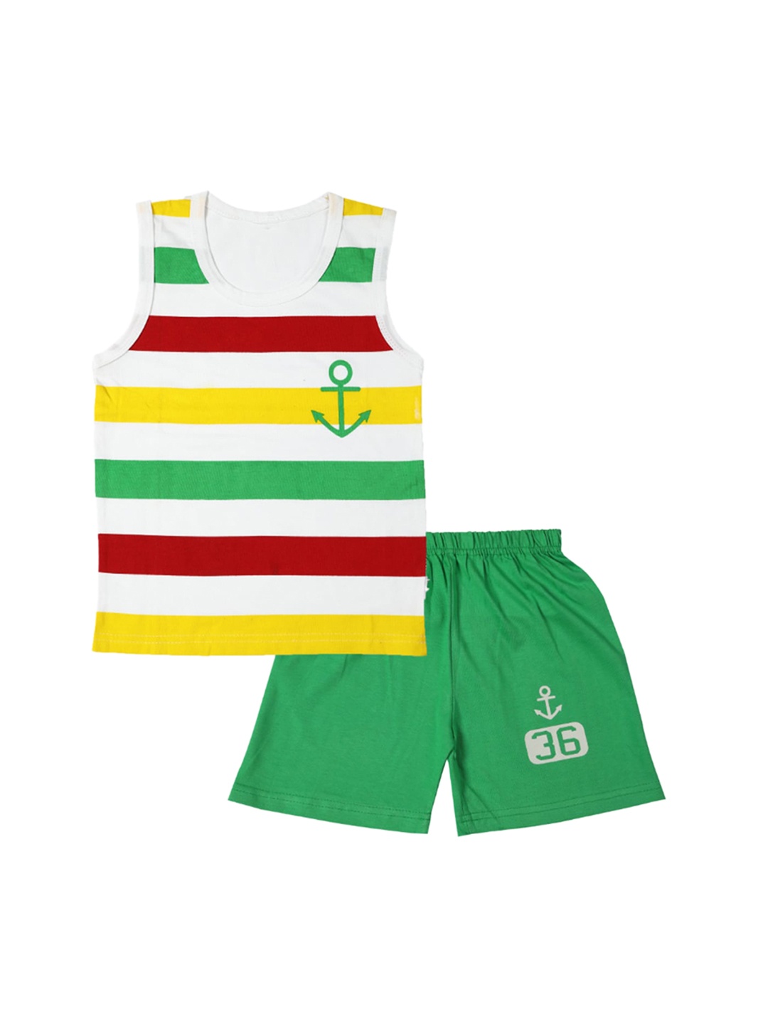 

CATCUB Unisex Kids White & Yellow Printed T-shirt with Shorts
