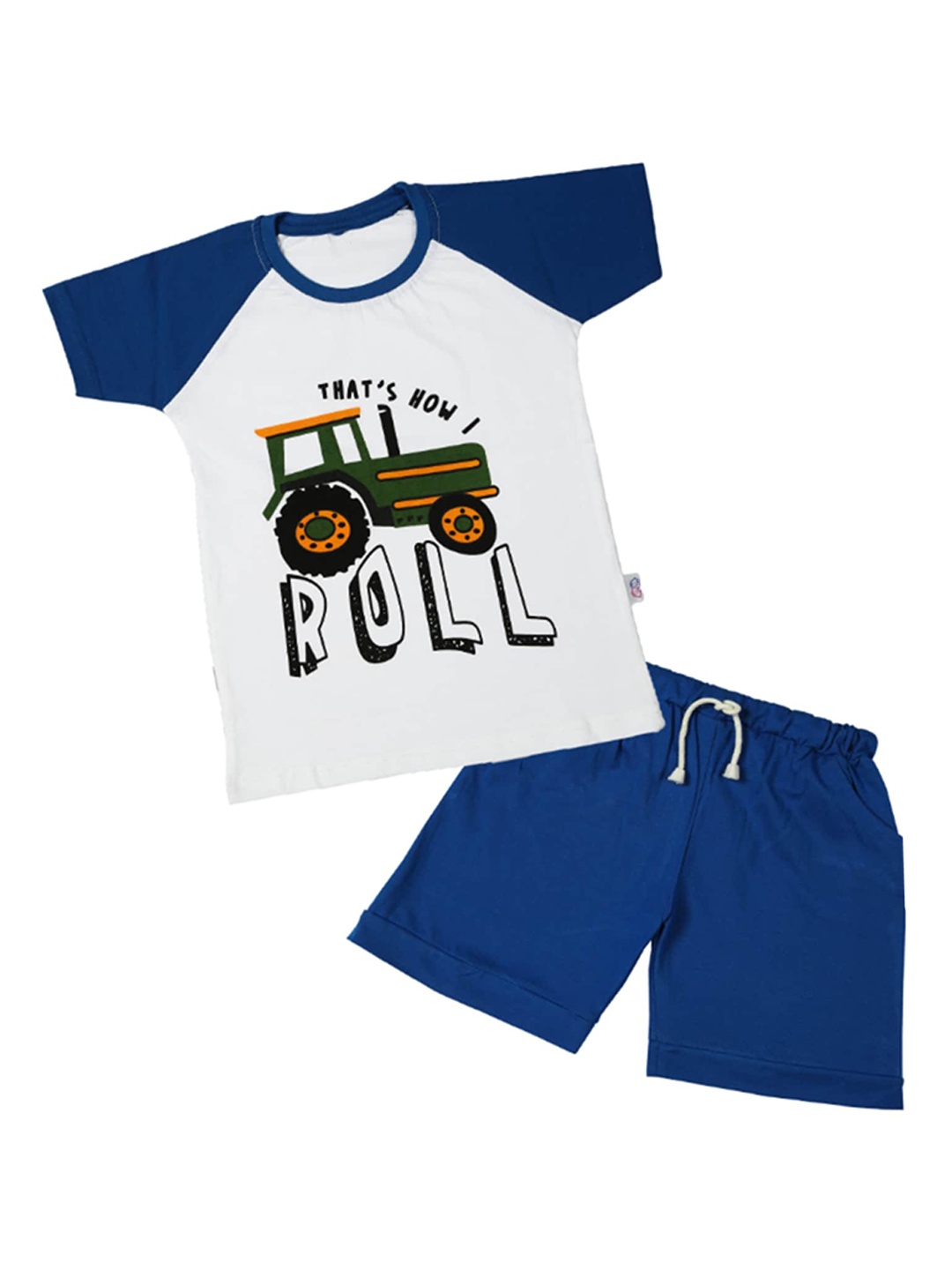 

CATCUB Kids Blue & White Cotton Printed Clothing Set