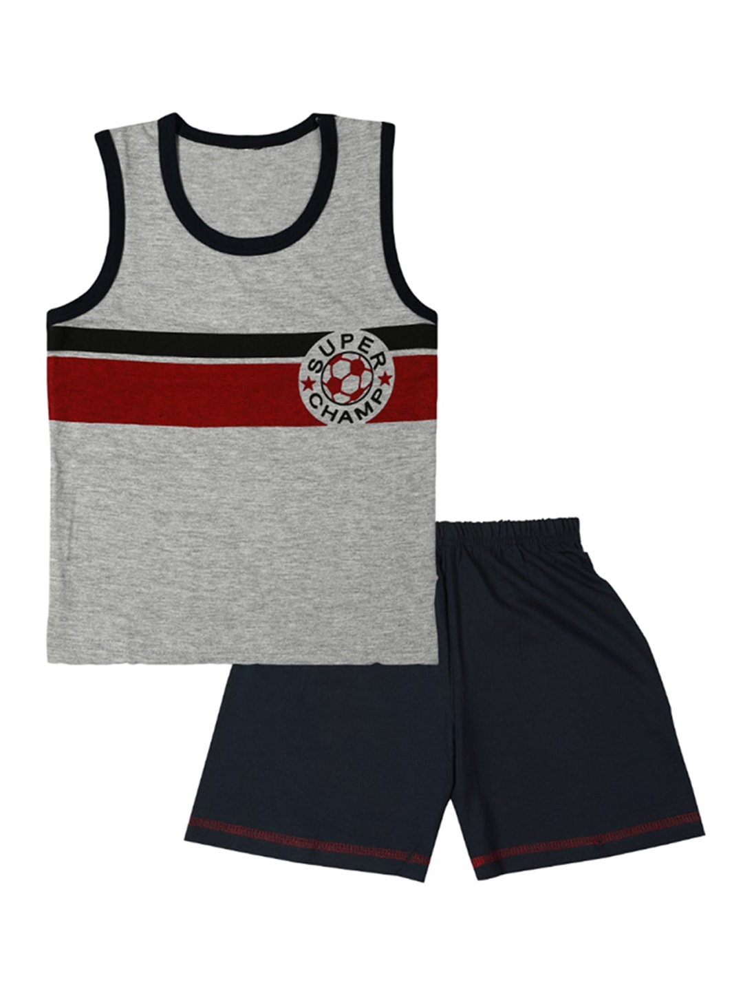 

CATCUB Kids Grey & Black Printed Cotton T-shirt with Shorts