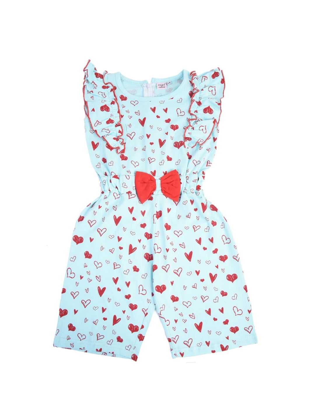 

POMY & JINNY Girls Blue & Orange Printed Capri Jumpsuit with Ruffles