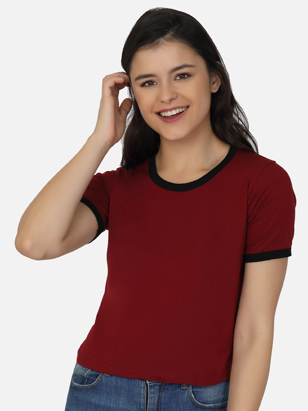 

VIVINKS Women Maroon T-shirt