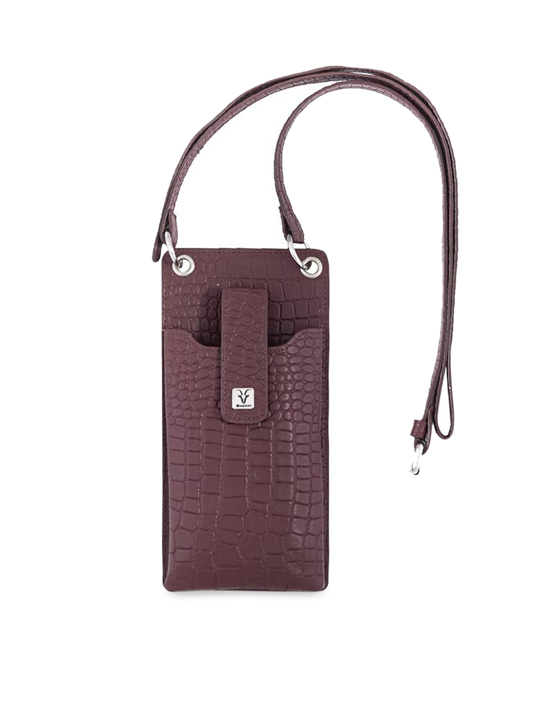 

Goatter Red Textured Leather Mobile Sling Bag