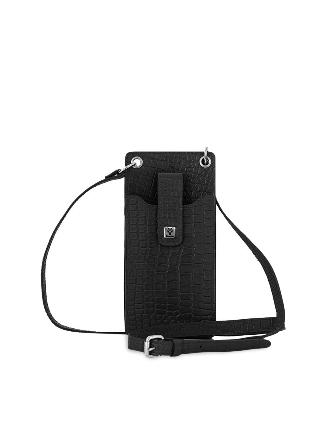 

Goatter Black Leather Structured Sling Bag