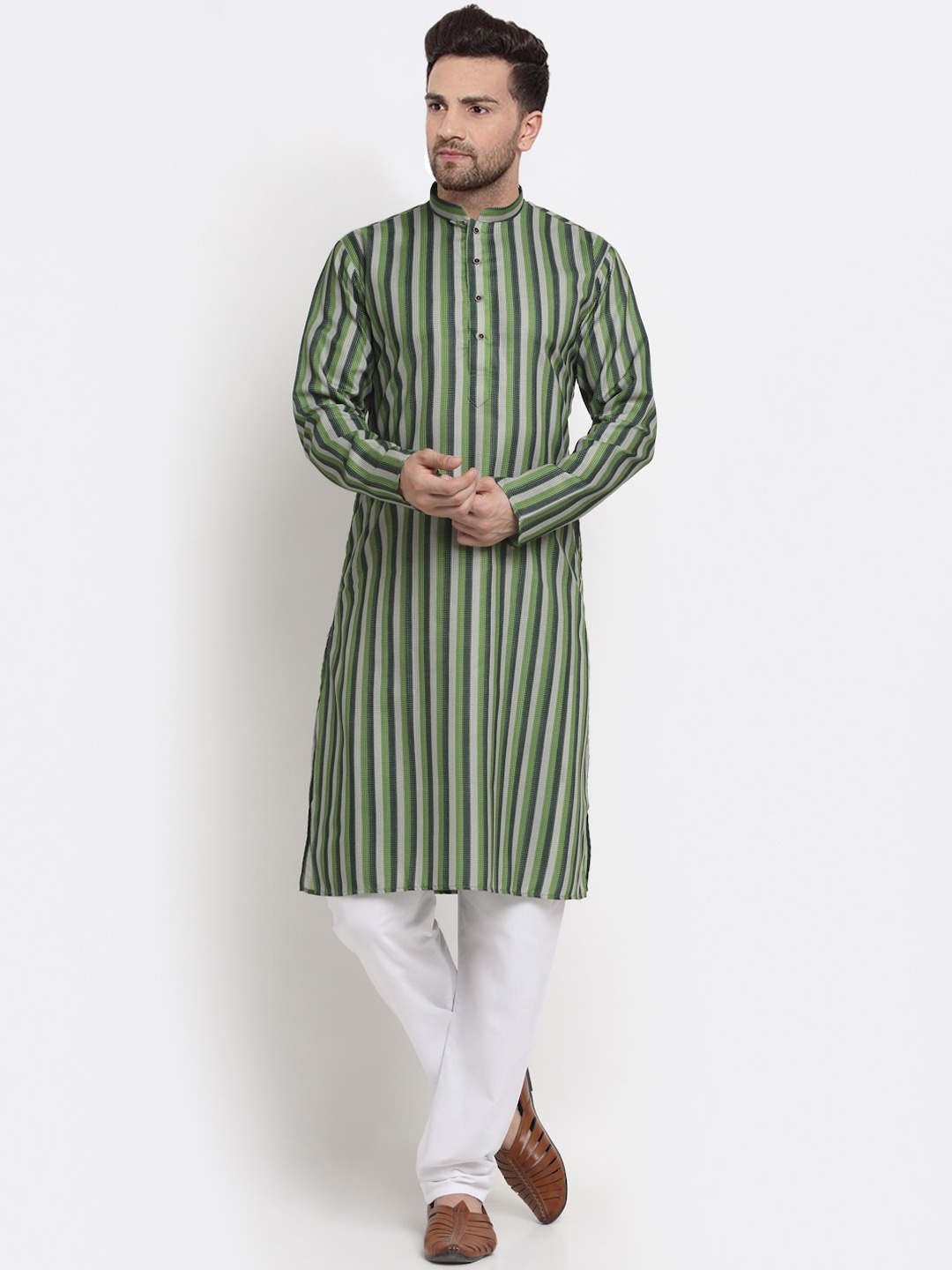 

KRAFT INDIA Men Green & beetle Thread Work Kurta