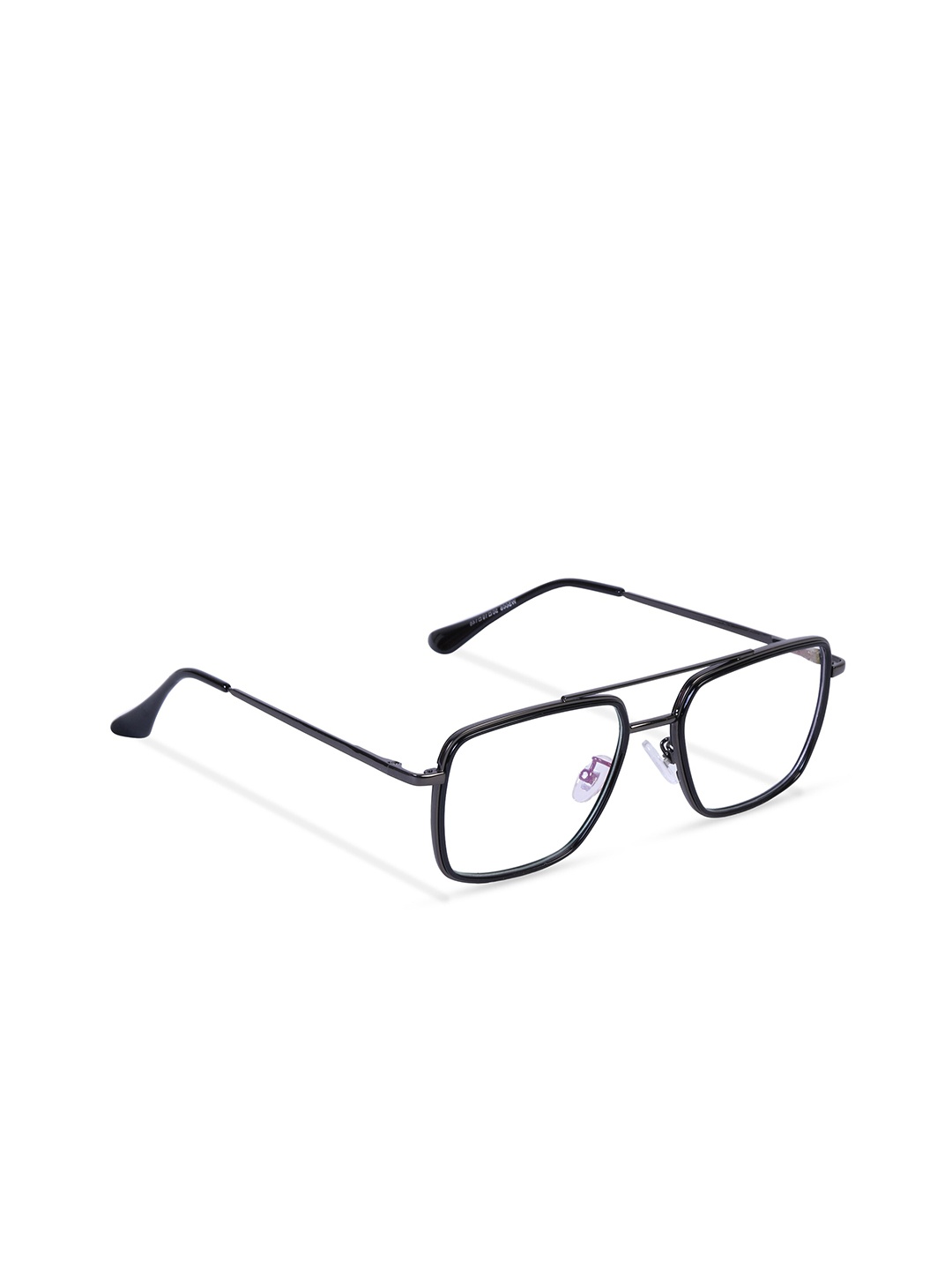 

Freddy Unisex Clear Lens & Black Rectangle Sunglasses with UV Protected Lens