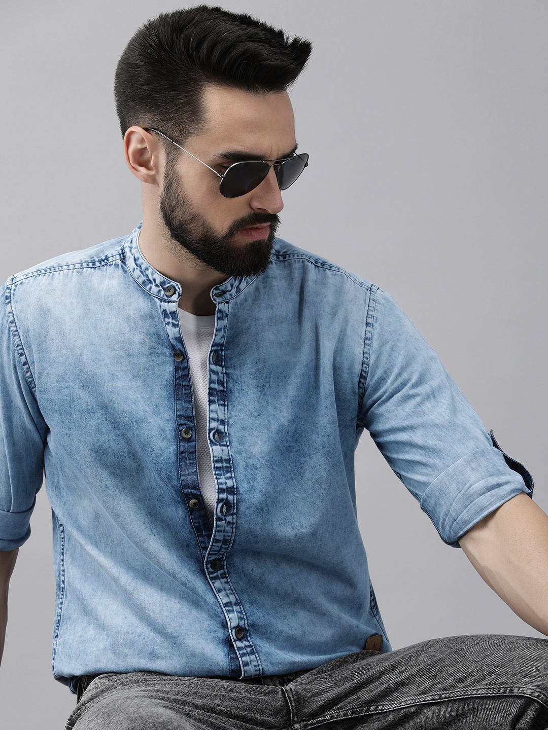 

Roadster Men Blue Standard Casual Cotton Denim Shirt