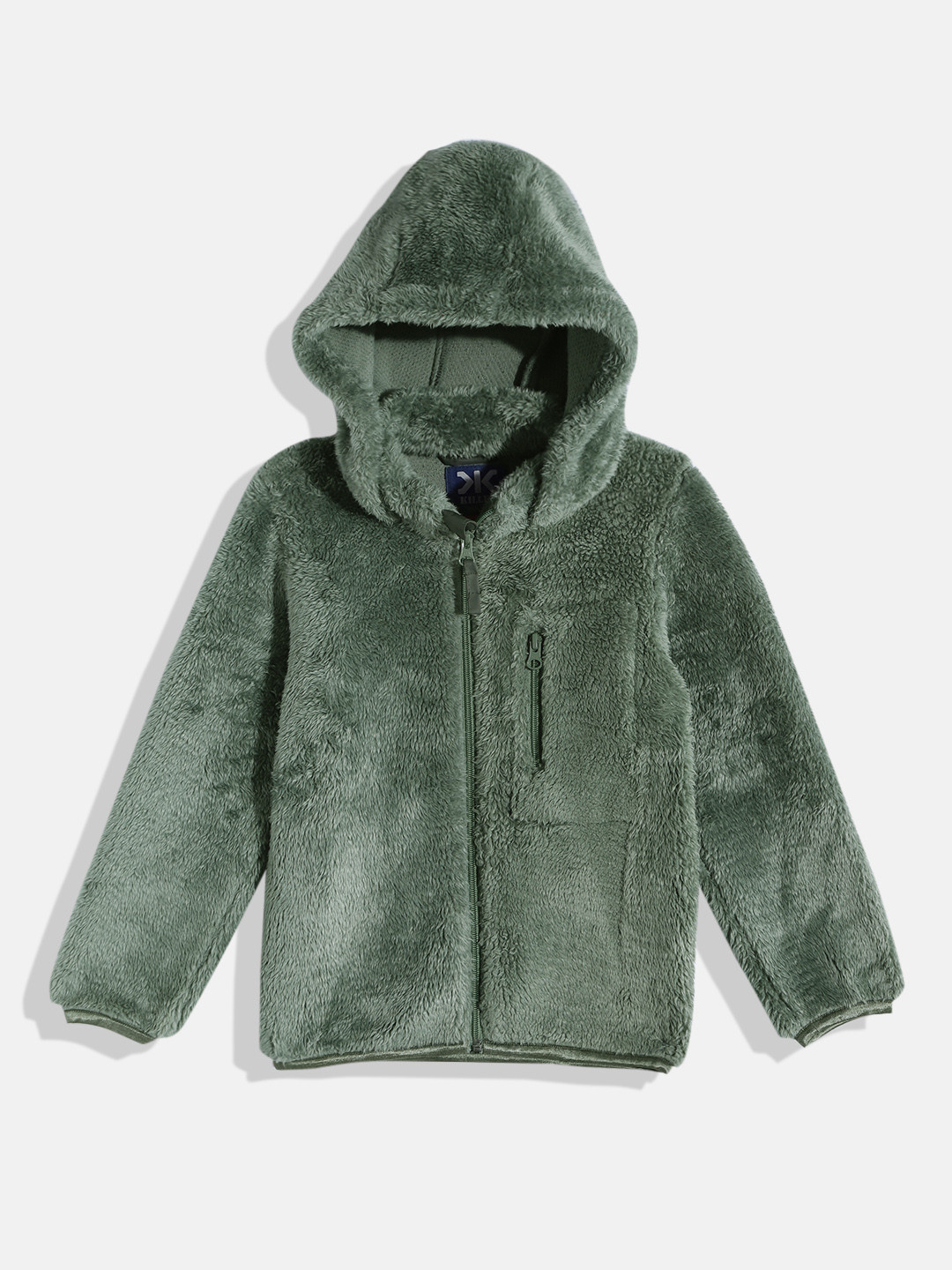 

Killer Girls Olive Green Solid Hooded Tailored Jacket