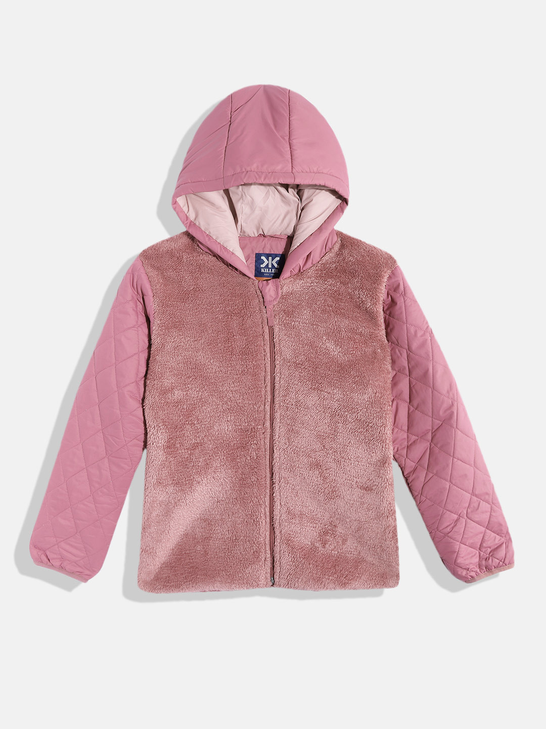 

Killer Girls Dusty Pink Solid Hodded Padded Jacket, Rose