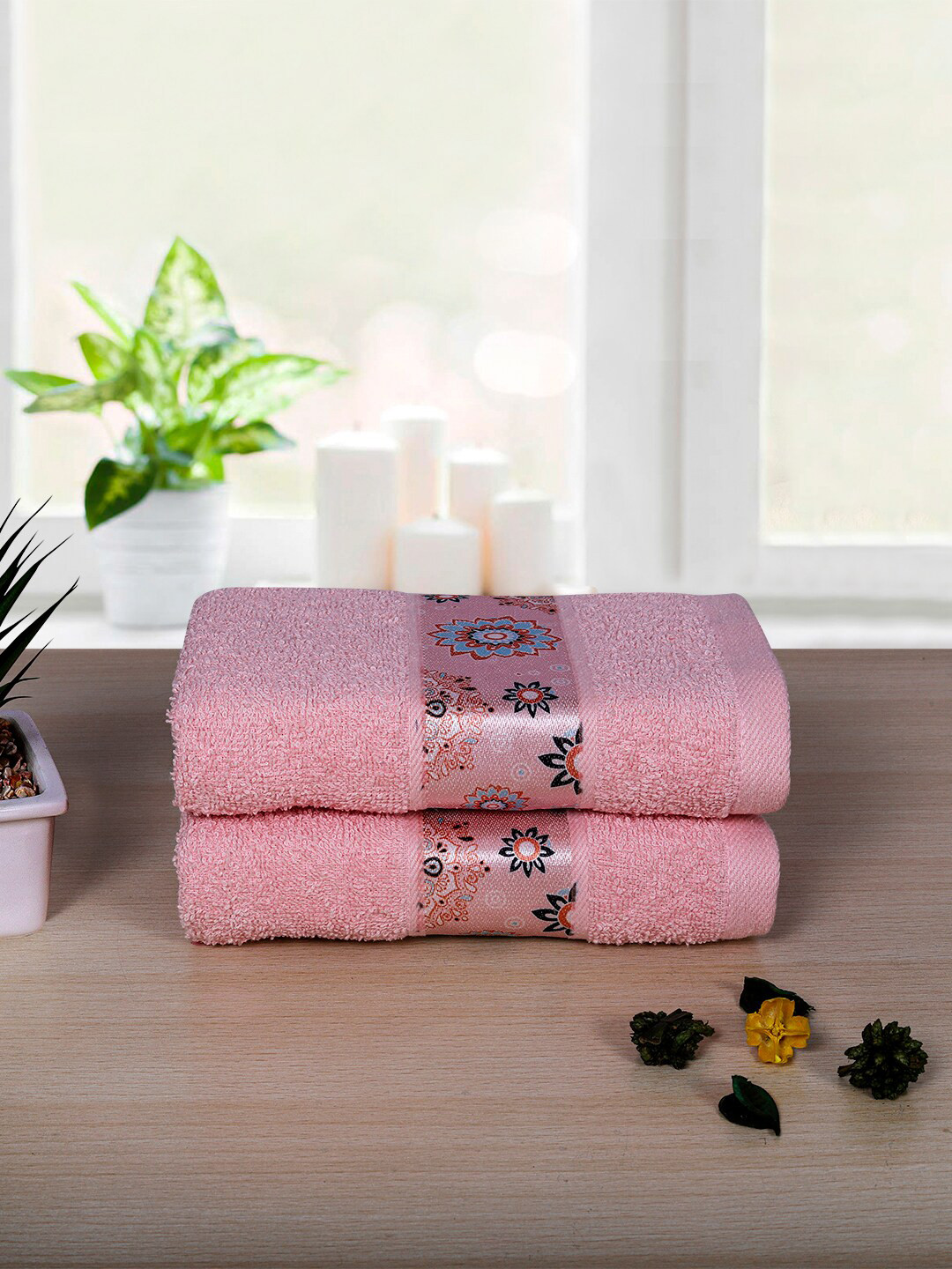 

RANGOLI Peach 2 Pieces 450 GSM Cotton Hand Towel