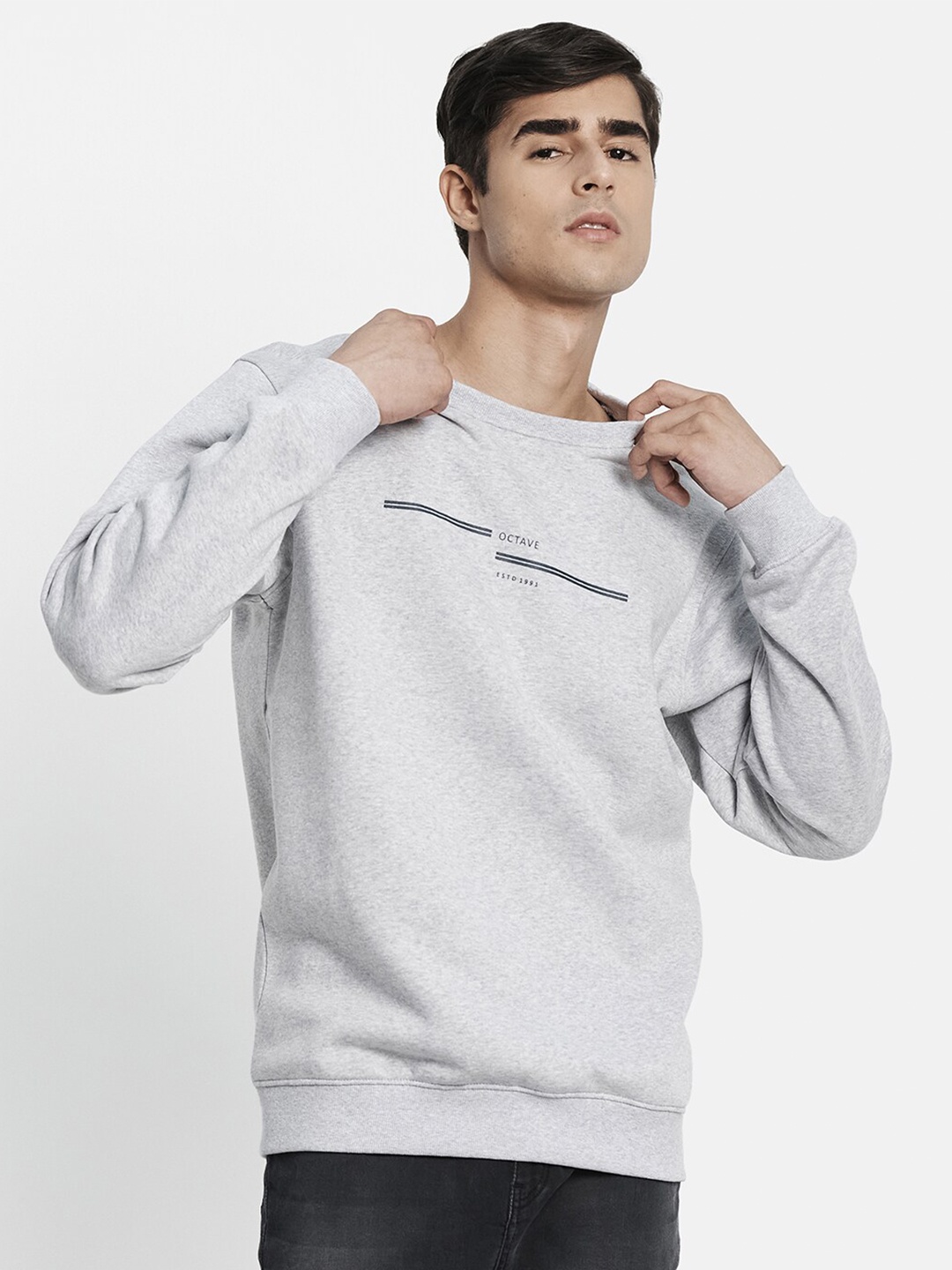 

Octave Men Grey Pull Over Long Sleeves Sweatshirt