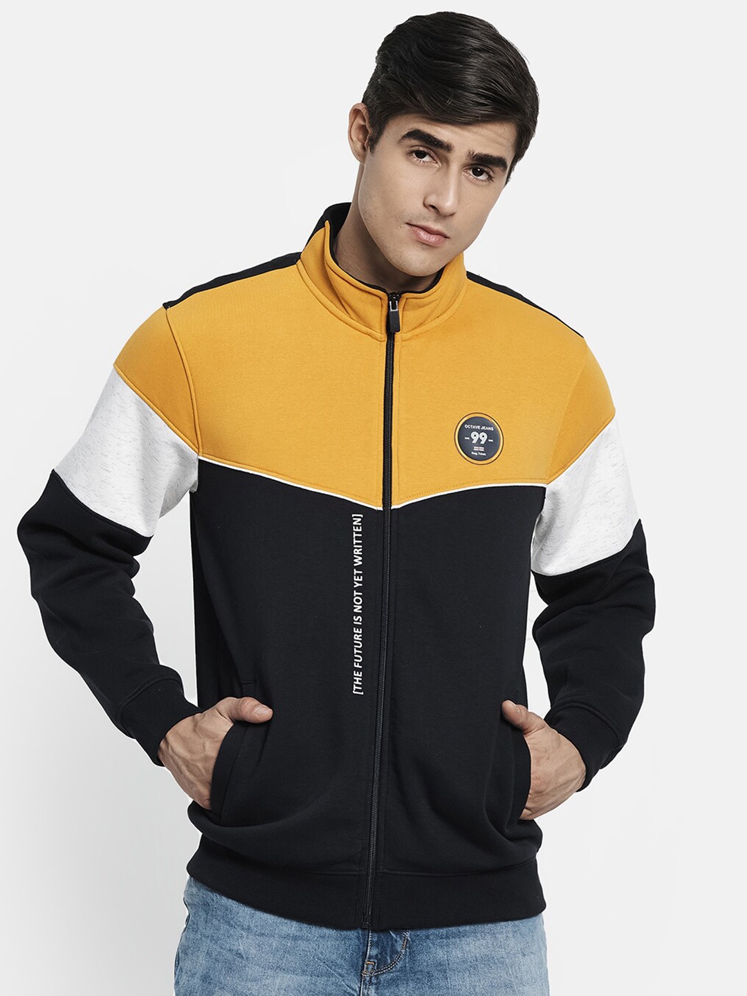 

Octave Men Yellow Colourblocked Sweatshirt